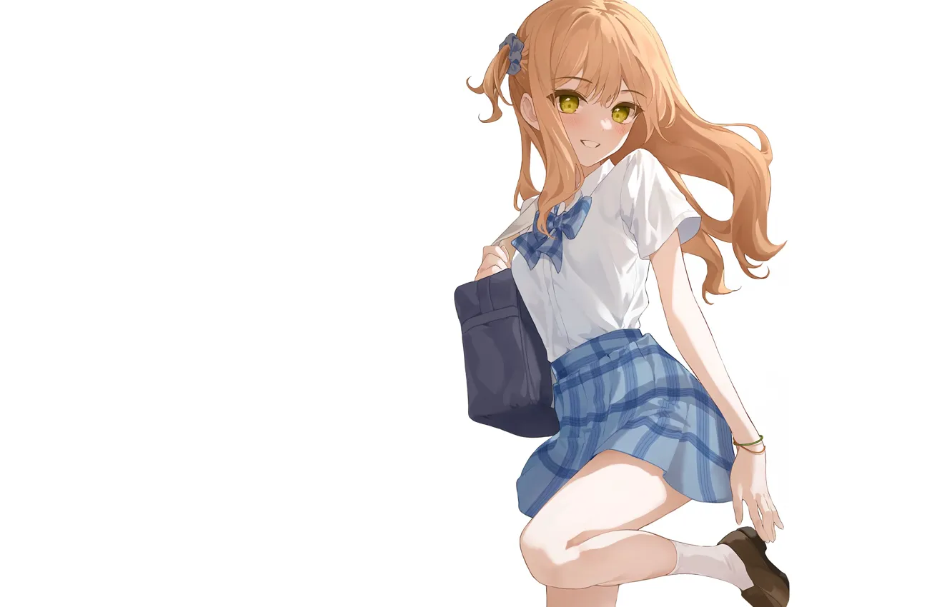 Photo wallpaper girl, Anime, pretty, cute, uniform, seifuku, school girl, kawai