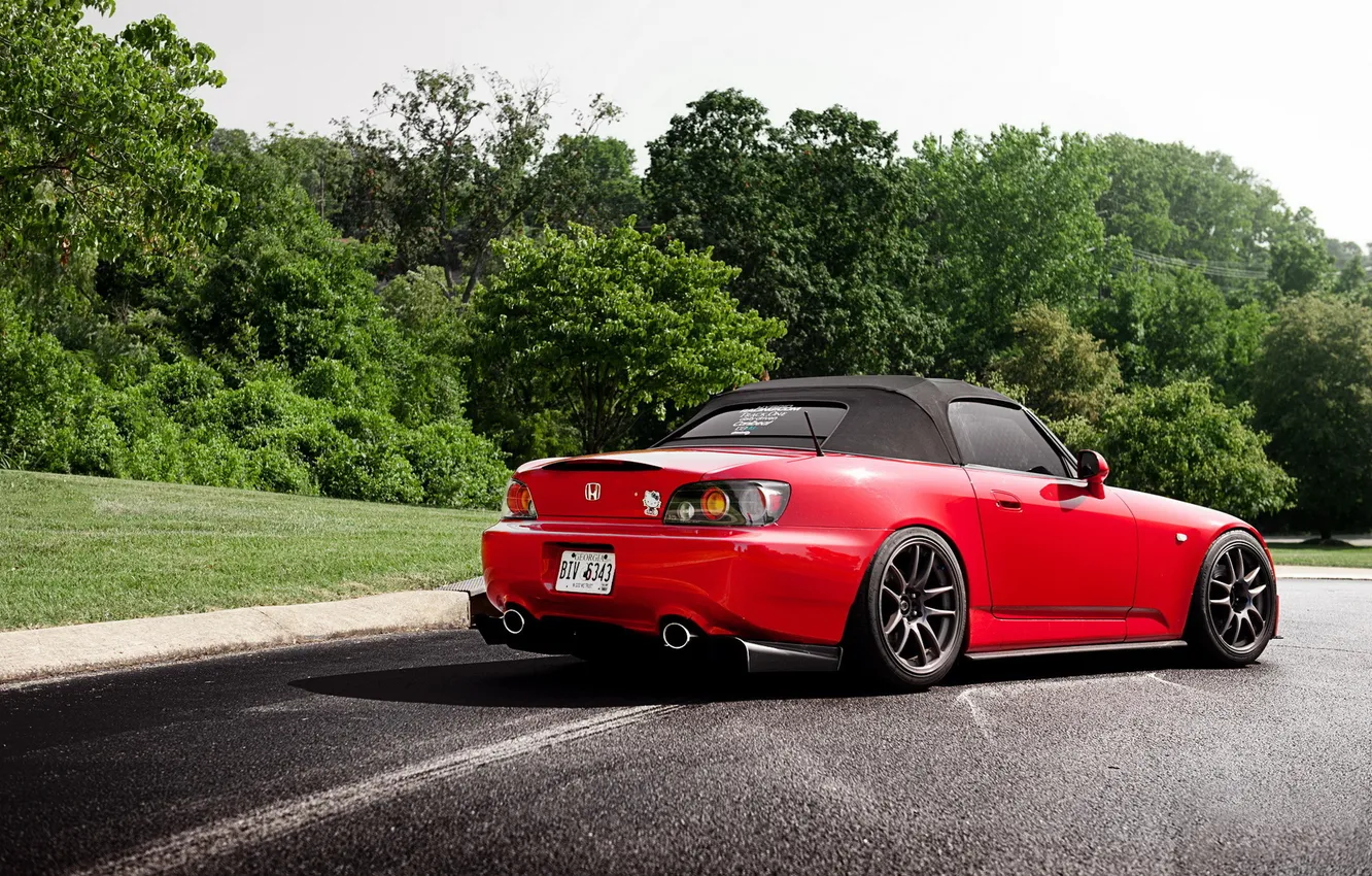 Photo wallpaper red, tuning, back, Honda, Honda, S2000
