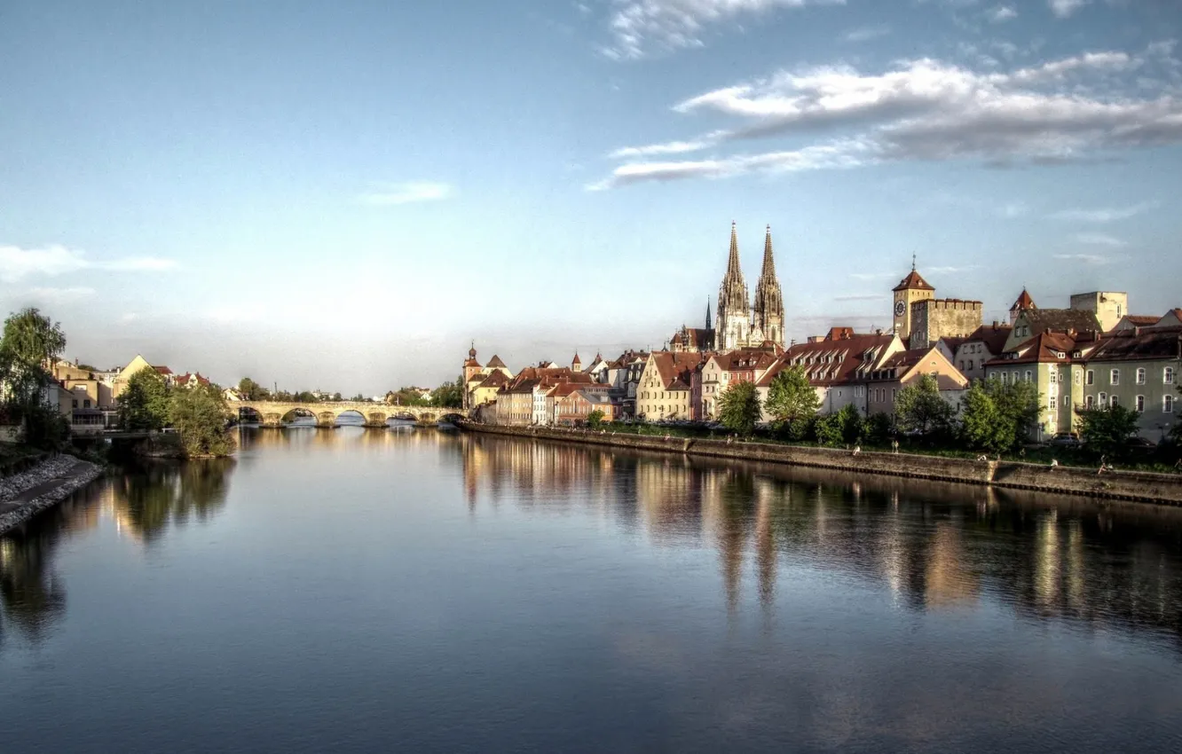 Photo wallpaper bridge, river, photo, home, Germany, Regensburg, Regensburg