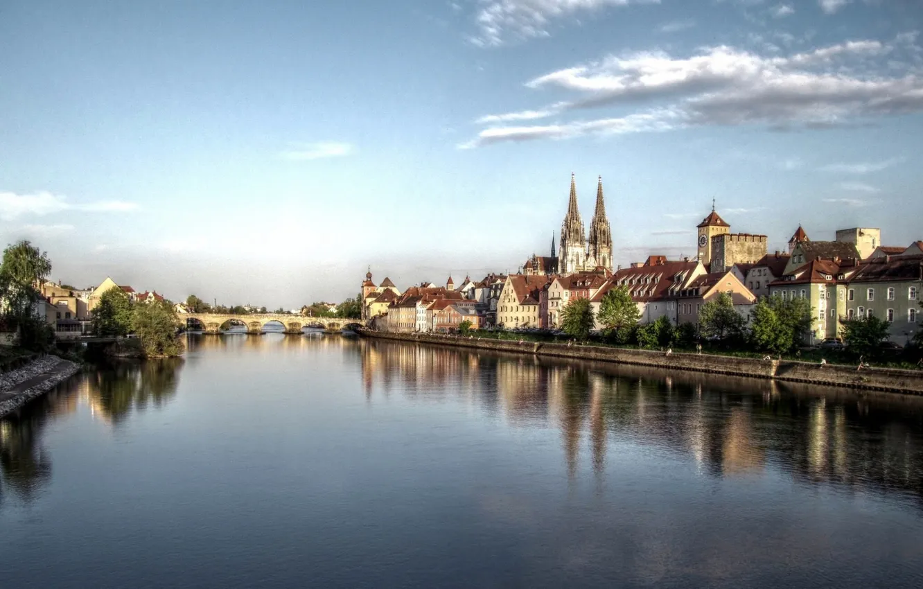 Photo wallpaper bridge, river, photo, home, Germany, Regensburg, regensburg