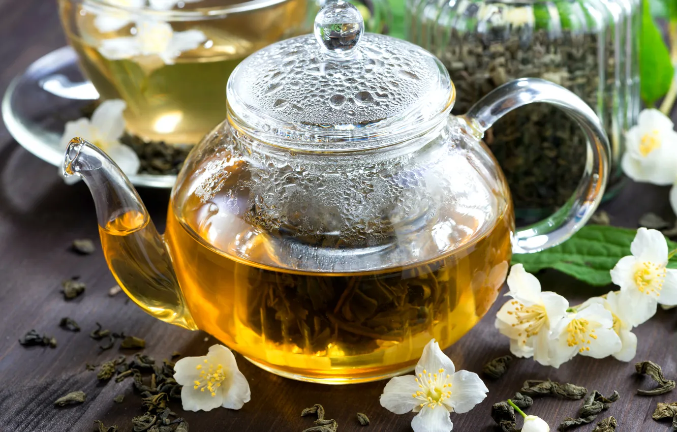 Photo wallpaper kettle, drink, teapot, Jasmine, green tea