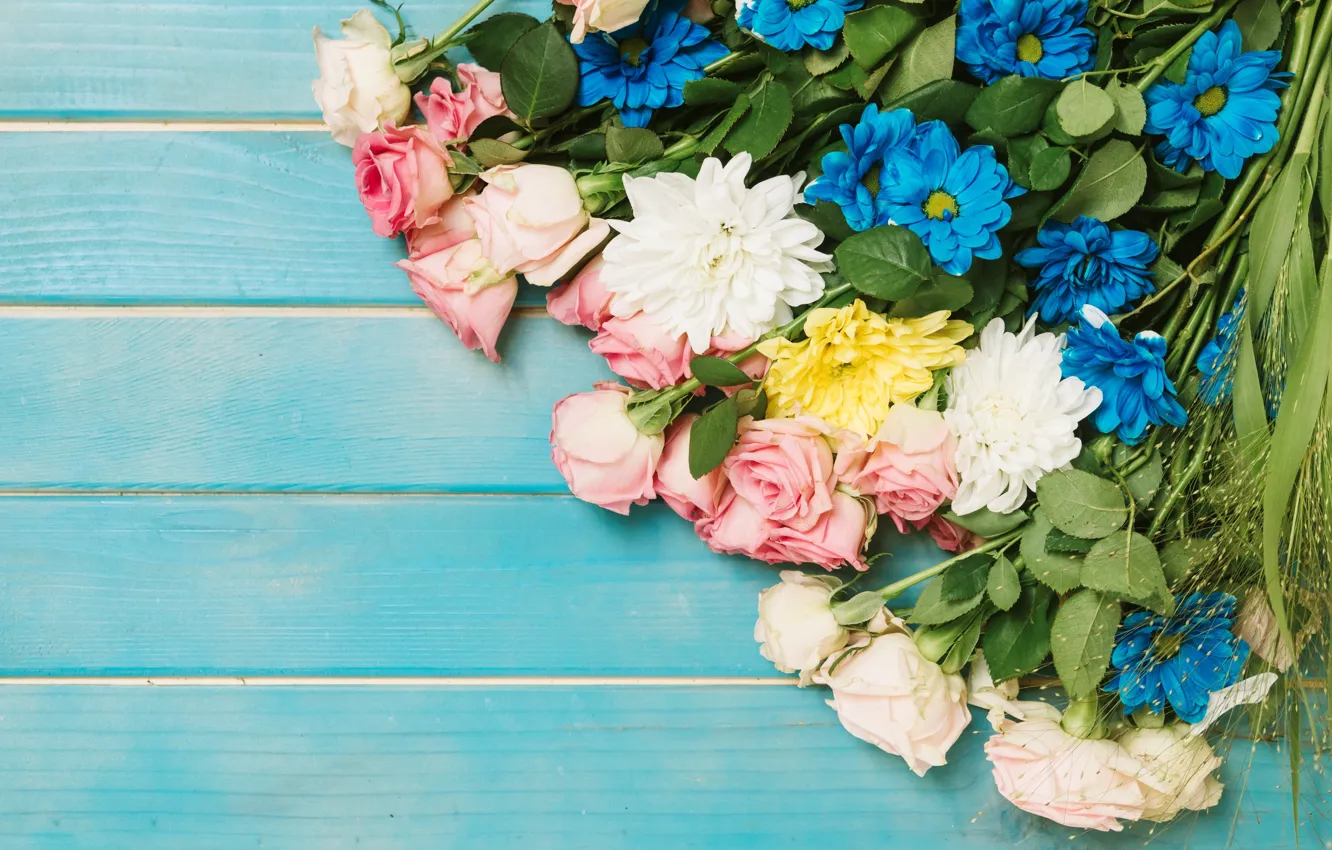 Photo wallpaper flowers, roses, colorful, pink, buds, fresh, chrysanthemum, pink