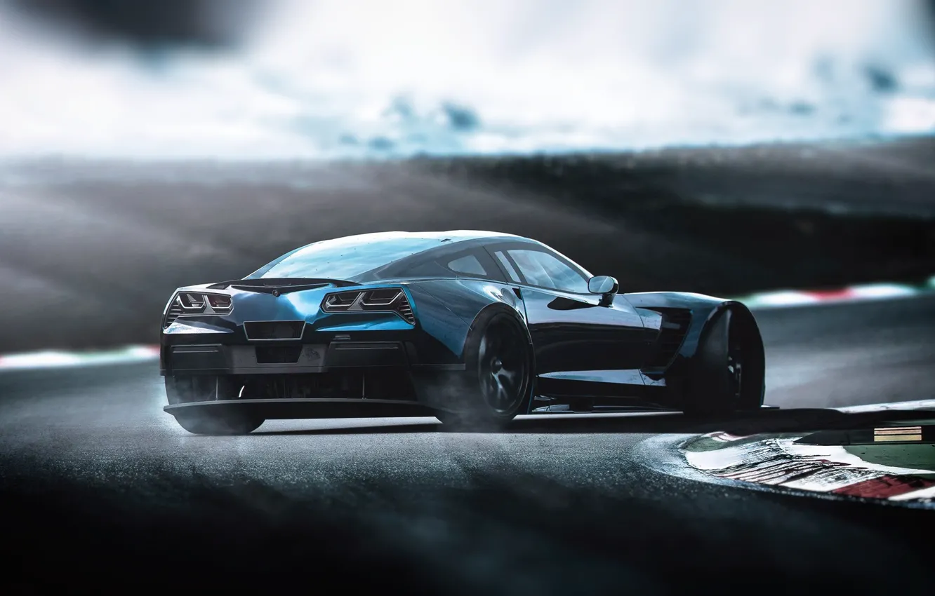 Photo wallpaper machine, auto, rendering, Corvette, Chevrolet, Chevrolet Corvette, Concept Art, Chevrolet Corvette C7