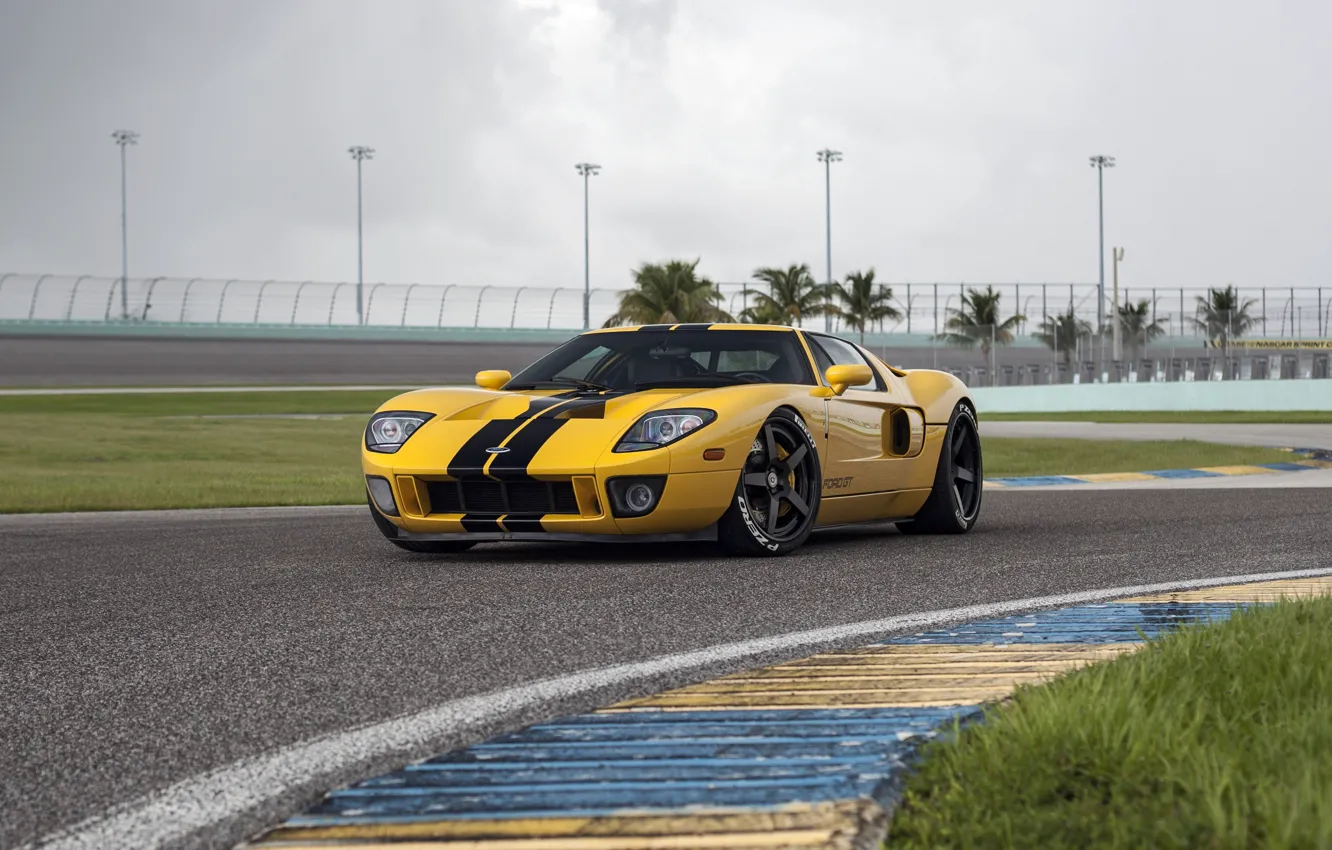 Photo wallpaper Ford GT, yellow, HRE, RS105
