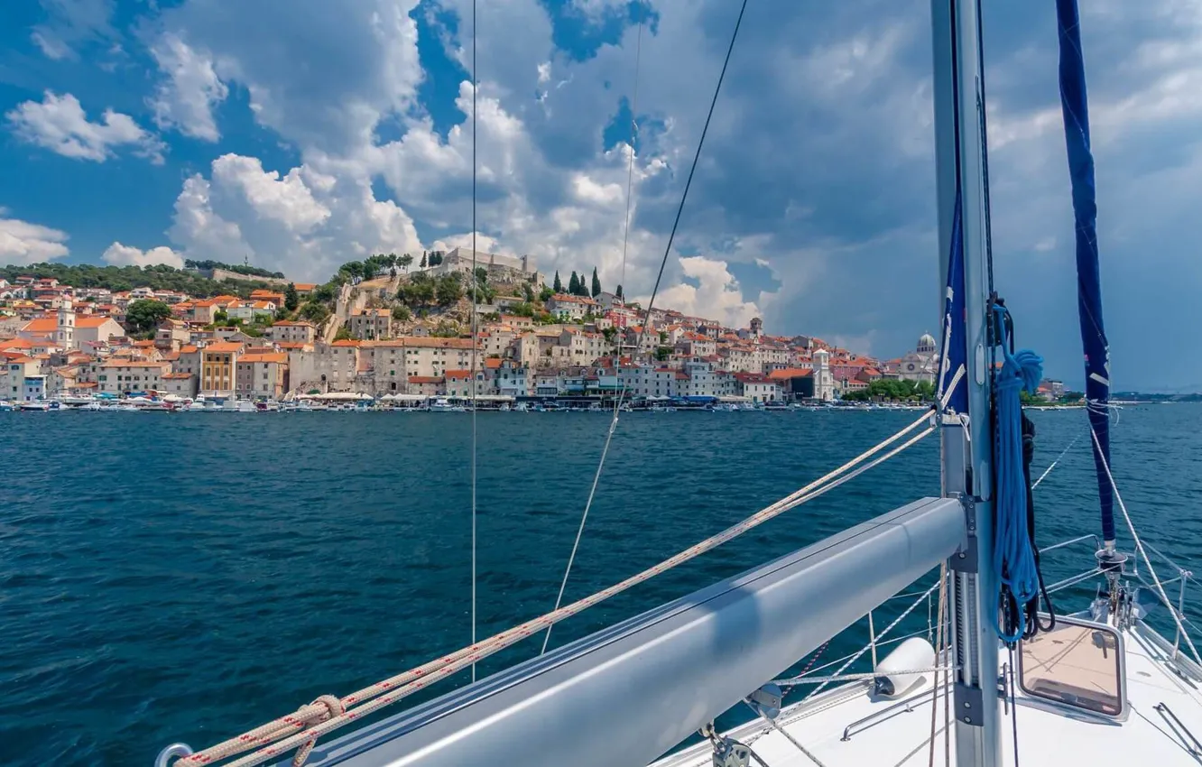 Photo wallpaper sea, the city, Croatia, Adriatica, Jadran, Sibenik
