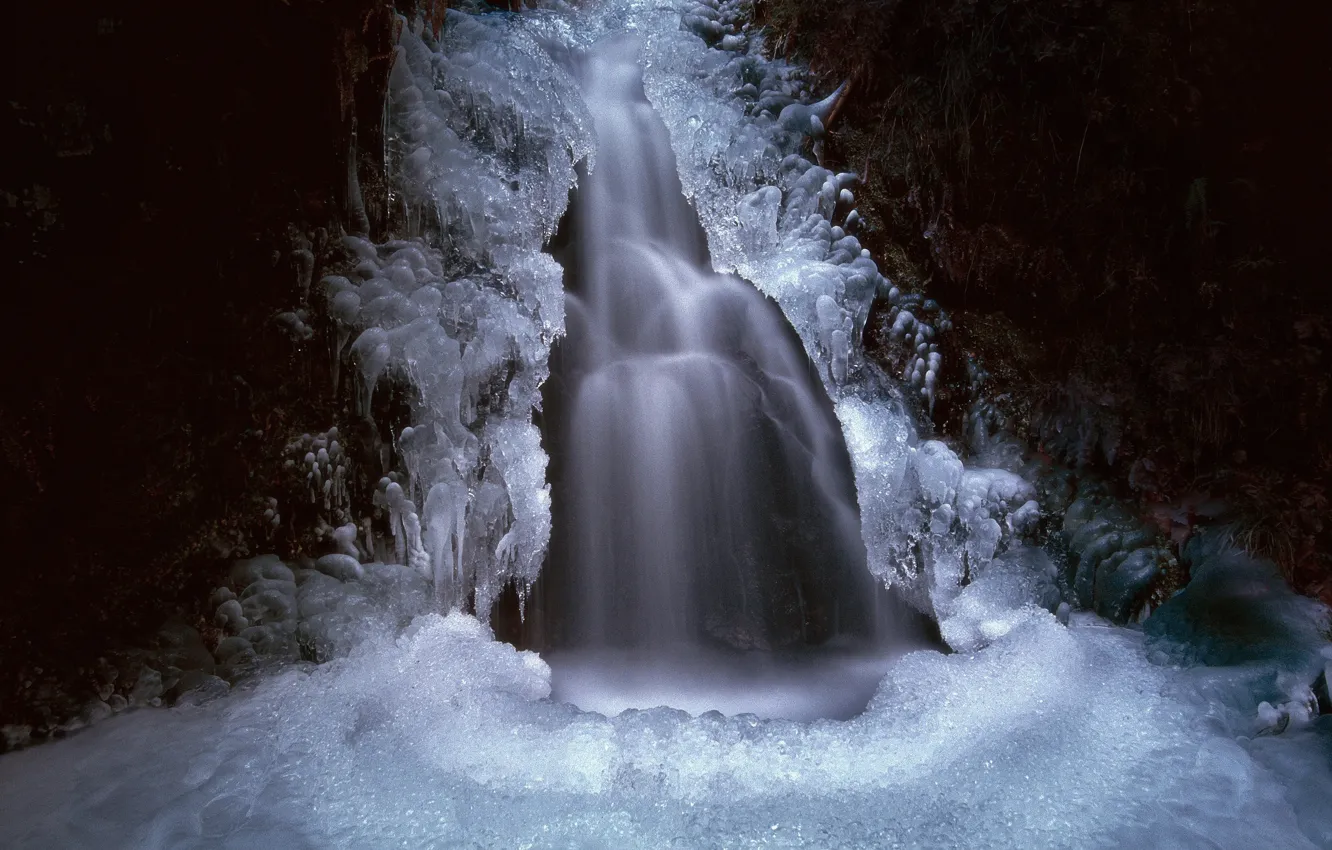 Photo wallpaper waterfall, ice, Icefall
