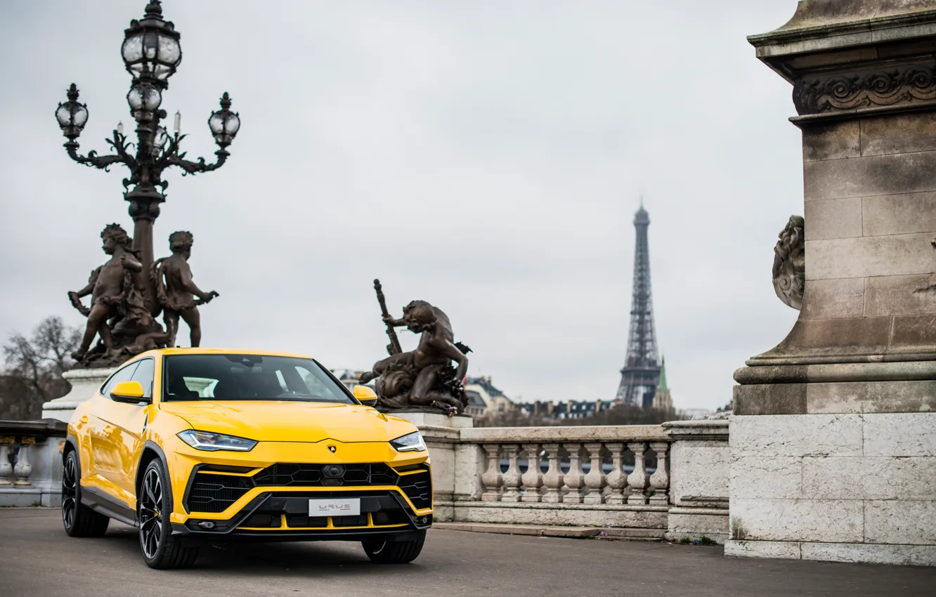 Photo wallpaper Paris, Lamborghini, Eiffel tower, 2018, Urus
