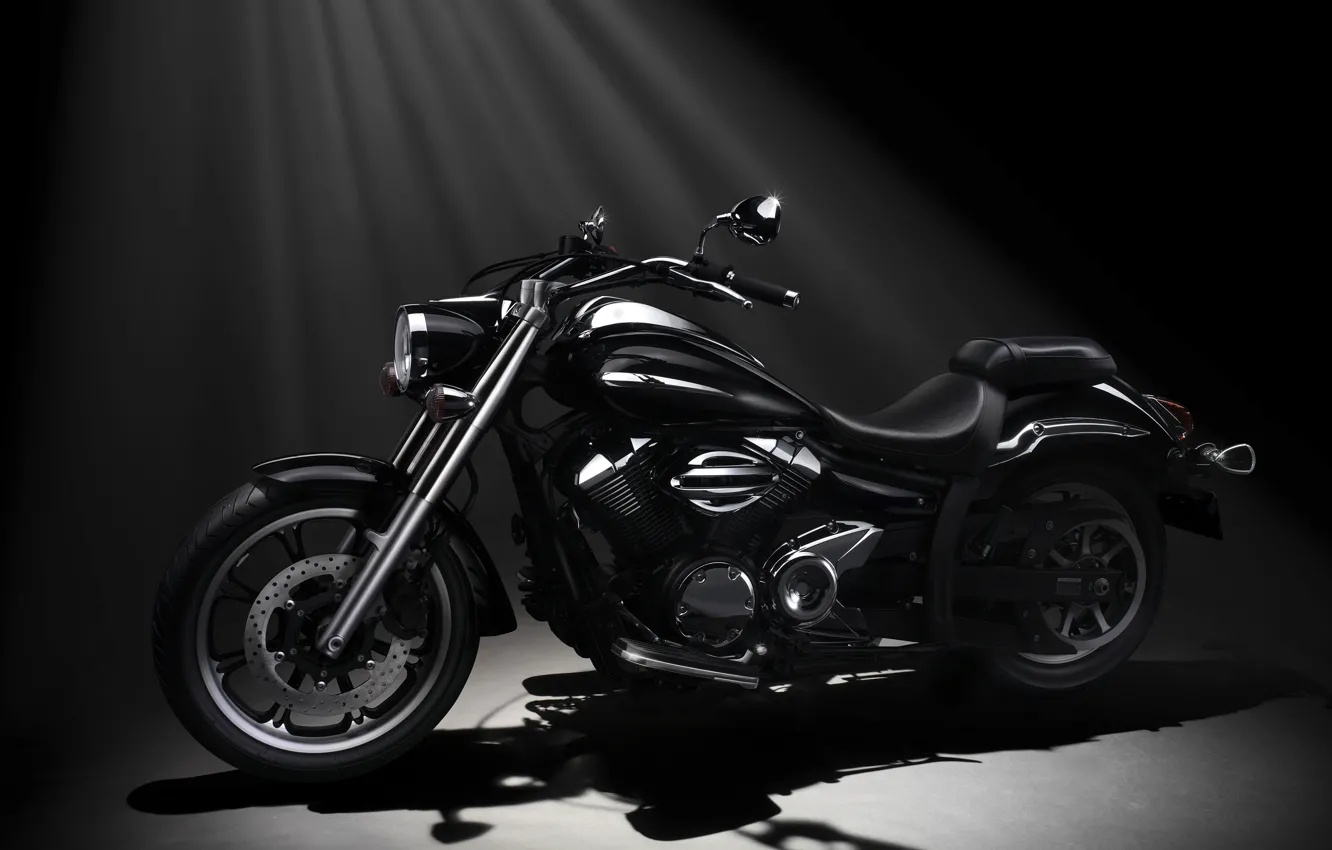 Photo wallpaper black, Motorcycle, Yamaha
