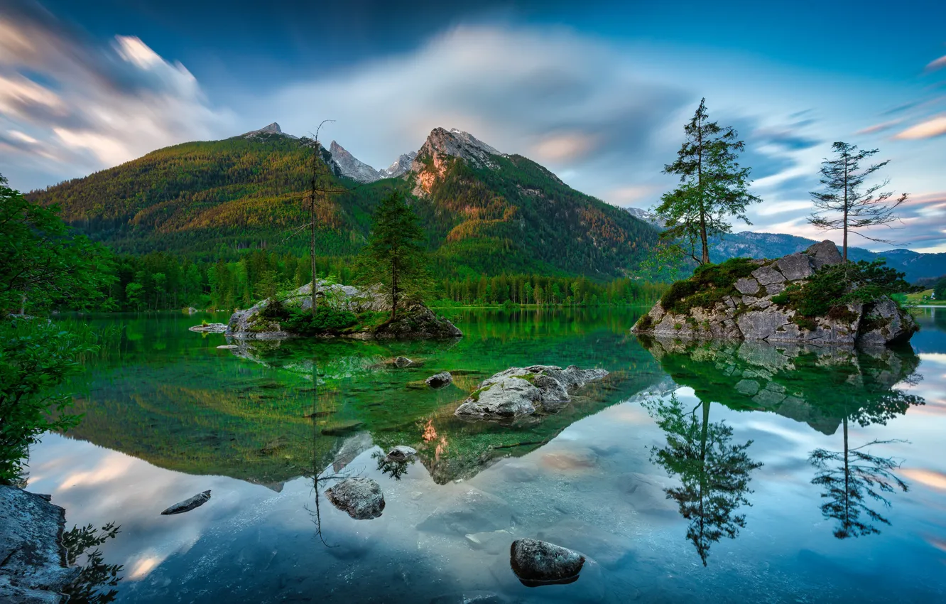 Photo wallpaper mountains, nature, lake