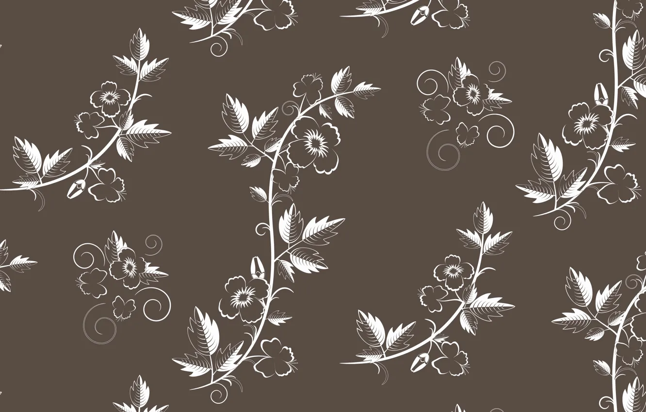 Photo wallpaper vector, texture, retro, with, flowers, pattern, floral