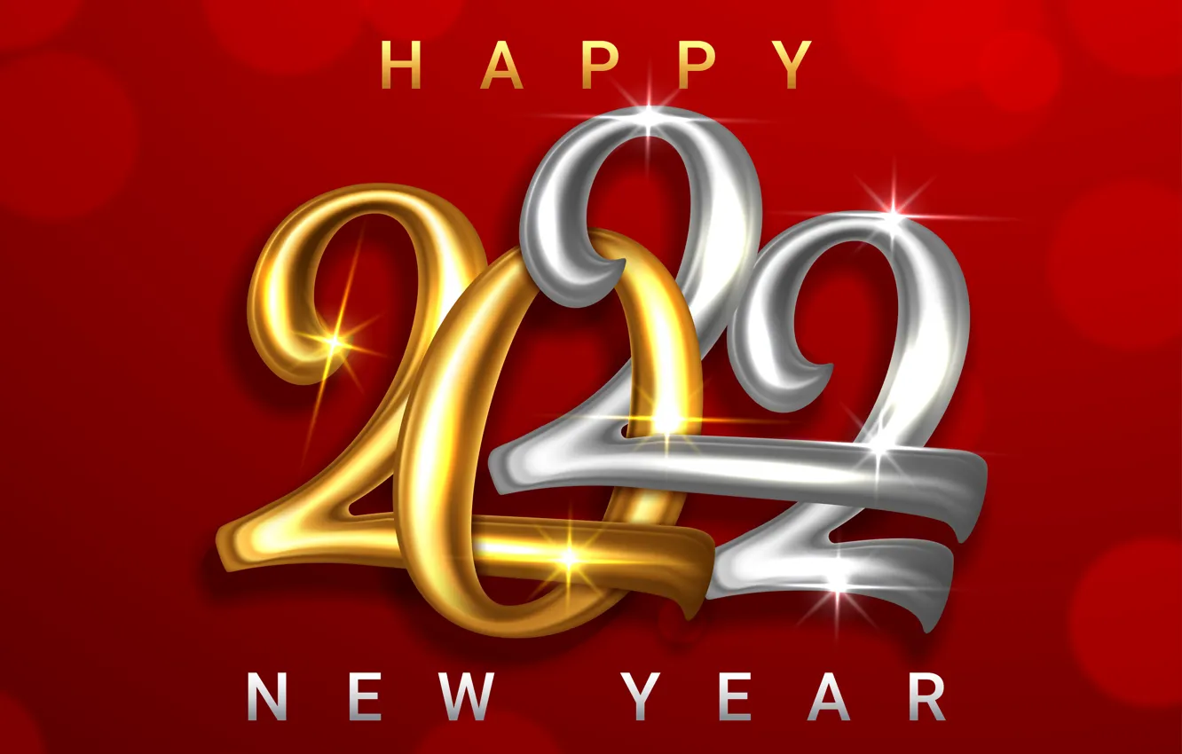 Photo wallpaper gold, figures, New year, golden, new year, happy, decoration, sparkling
