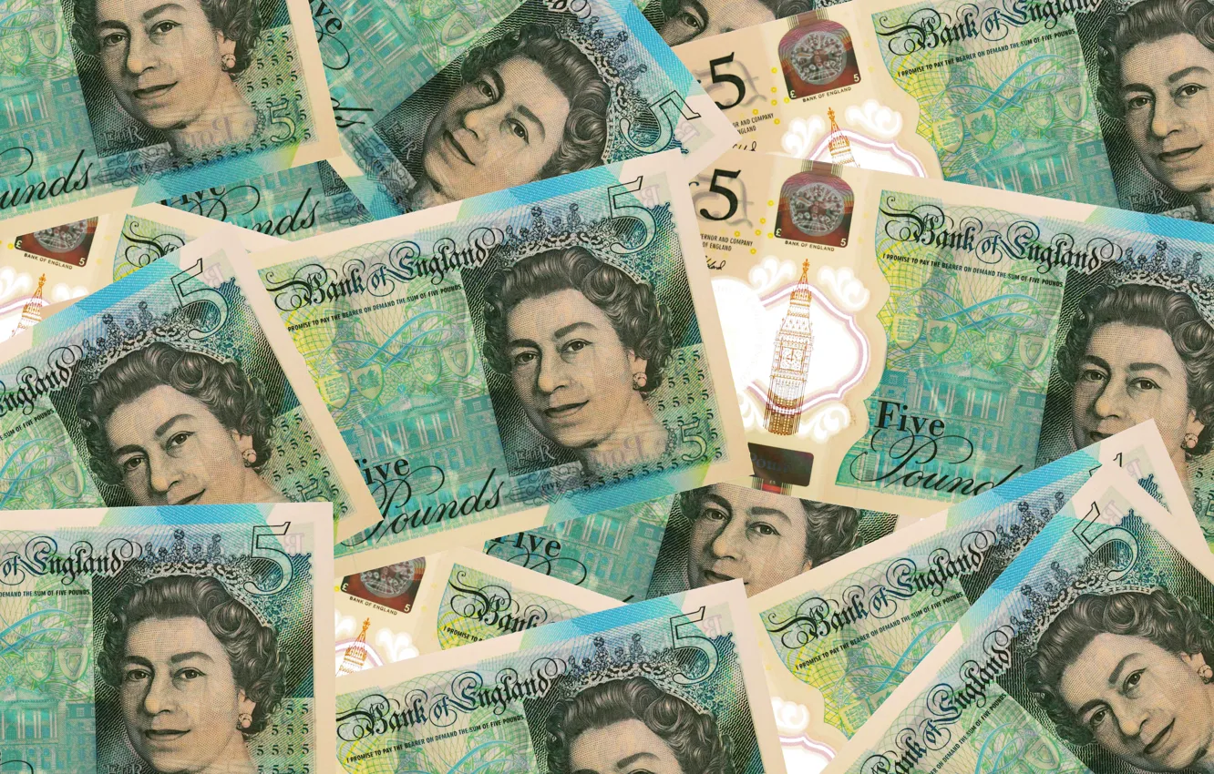 Photo wallpaper England, money, currency, Finance, bills, banknotes, 5, Cash