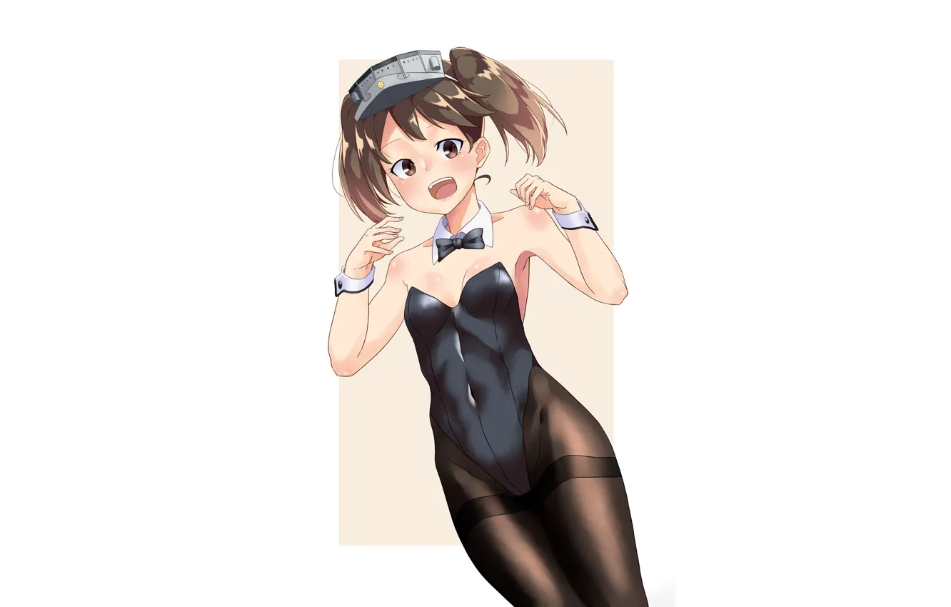 Photo wallpaper girl, sexy, cleavage, bodysuit, boobs, anime, beautiful, short hair