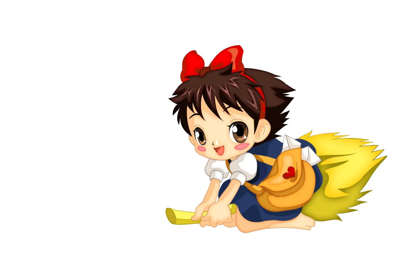 Photo wallpaper anime, art, girl, broom, Kiki's delivery service, pomelo