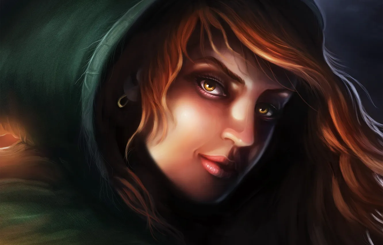 Photo wallpaper look, girl, hair, art, hood