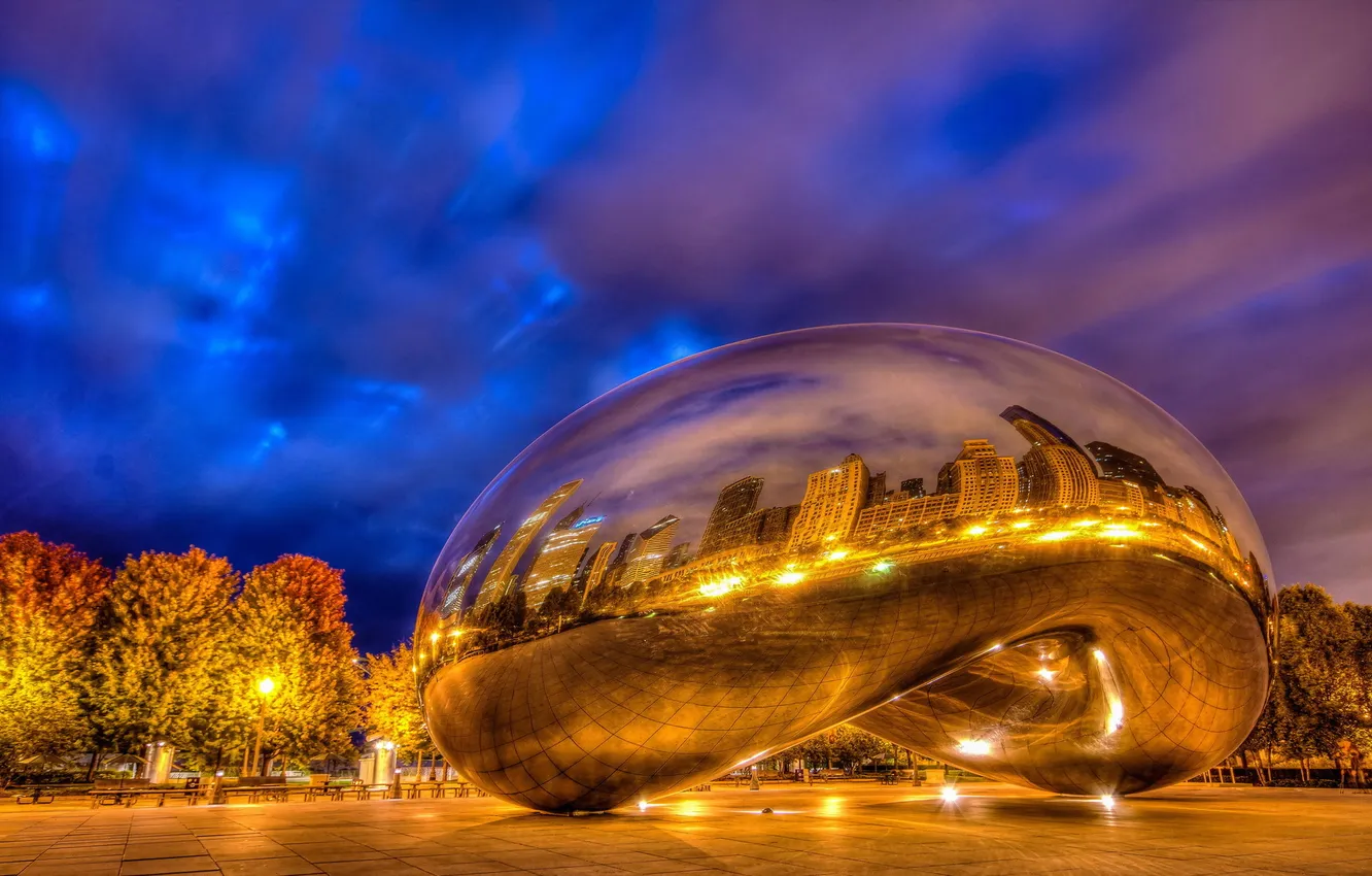 Photo wallpaper Chicago, Cloud Gate, The Bean