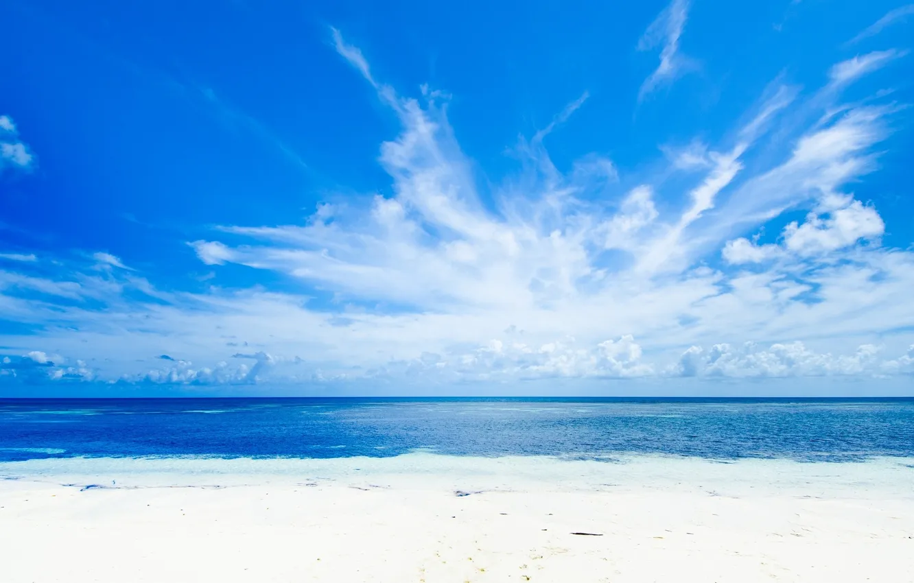 Photo wallpaper sea, beach, the sky, clouds, nature, tropics, blue