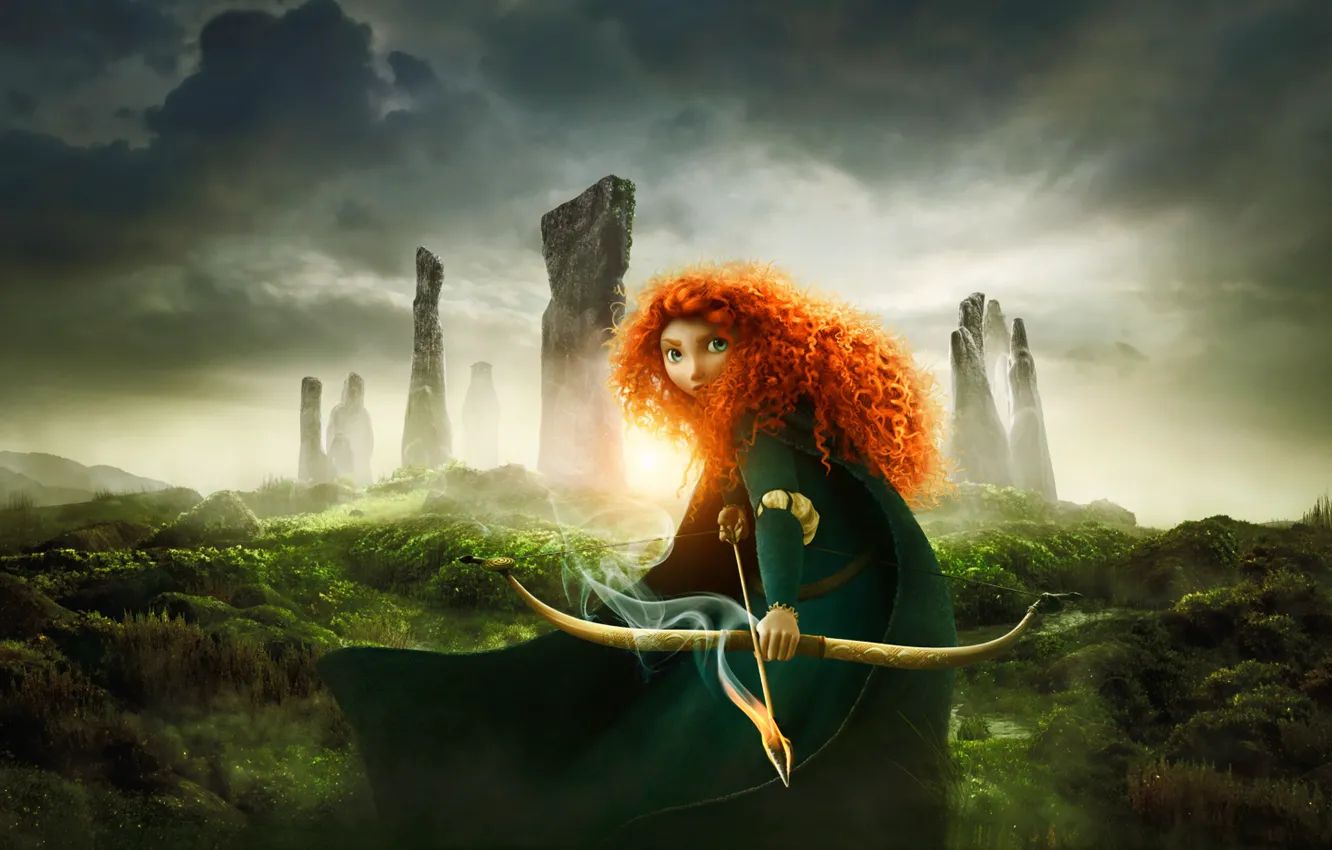 Photo wallpaper cartoon, warrior, Archer, Disney, Pixar, Pixar, Princess, Scotland