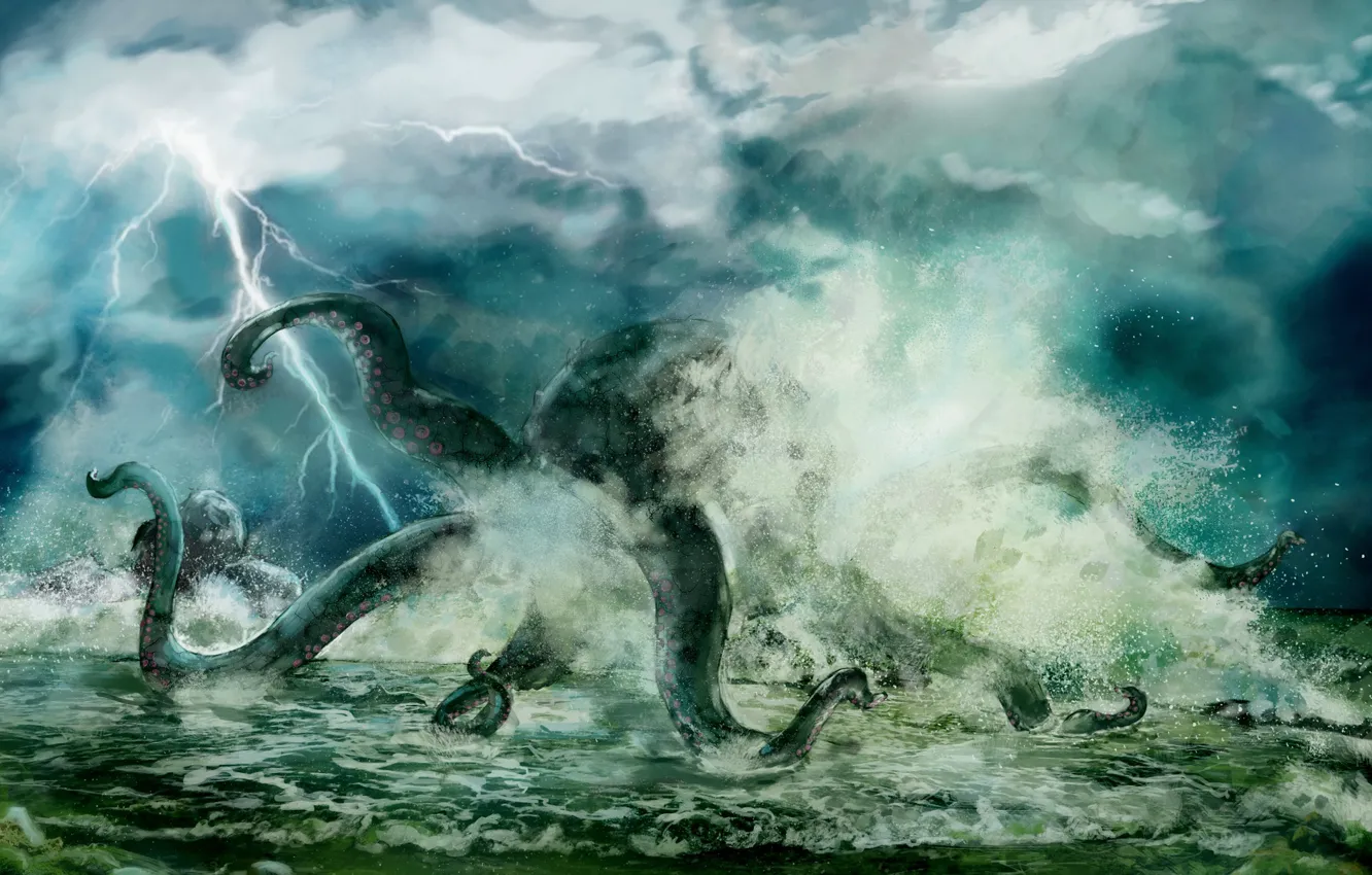 Photo wallpaper monster, creature, Giant Octopus
