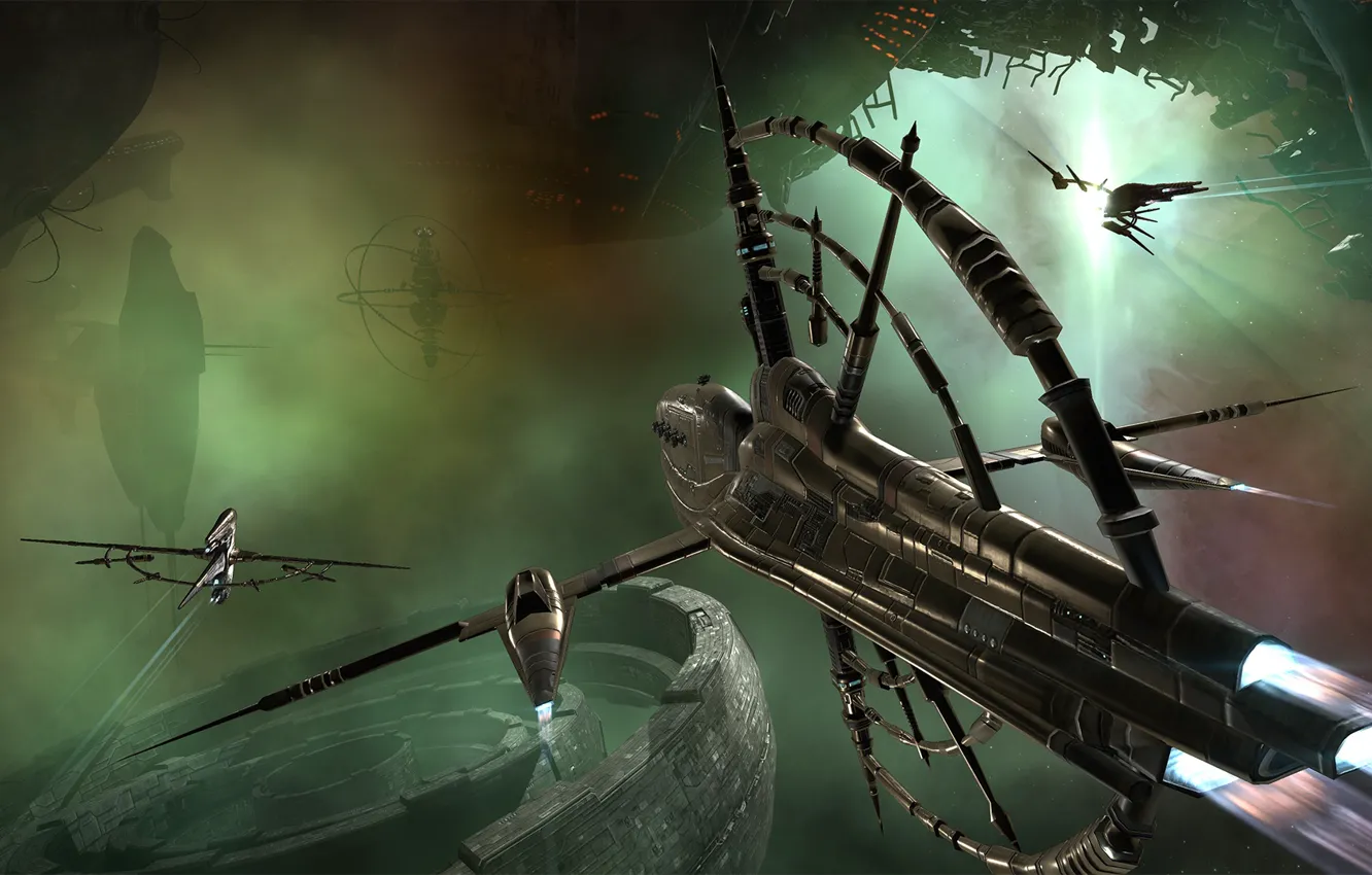 Photo wallpaper space, nebula, station, asteroids, space, ruins, spaceship, eve online