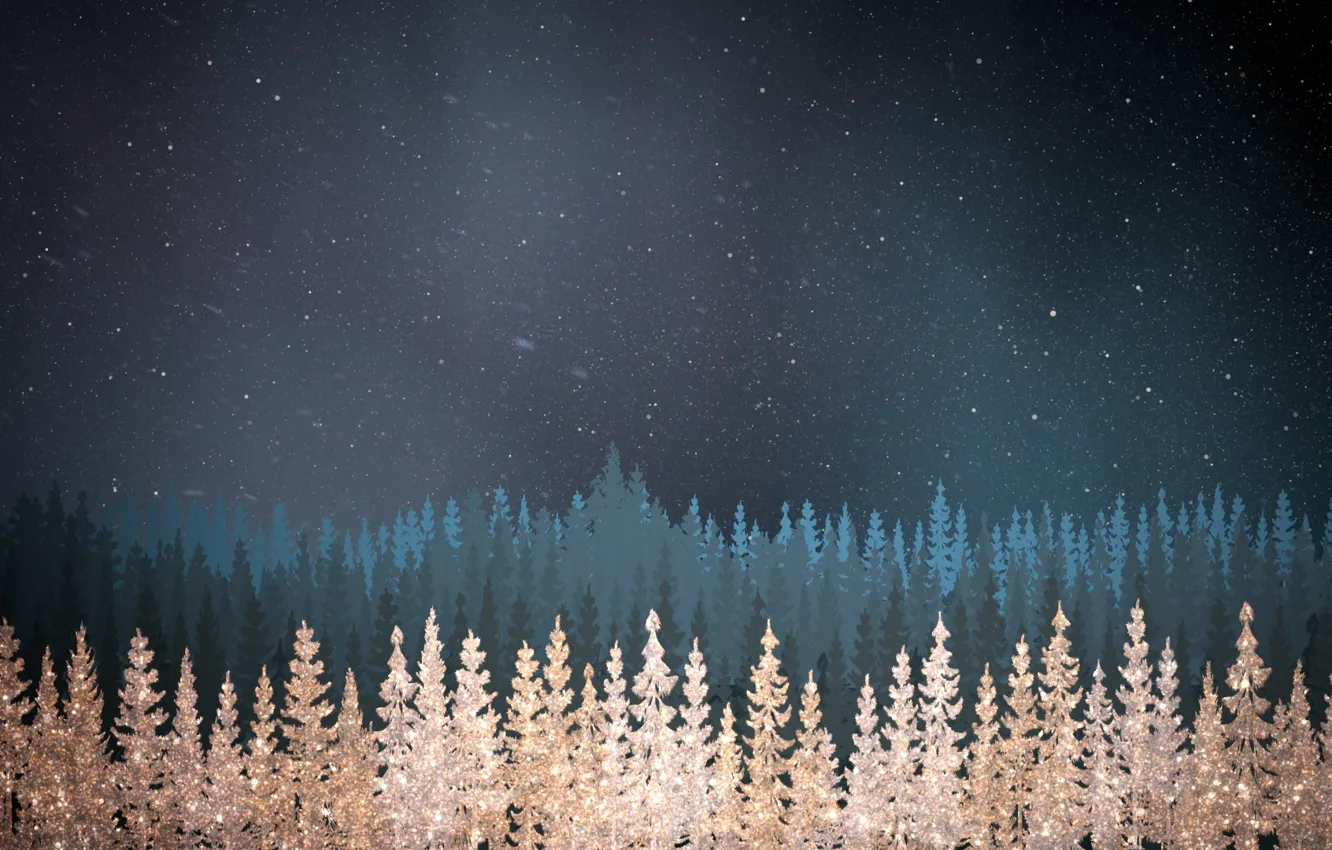 Photo wallpaper Winter, Blue background, Texture, Winter, Texture, Blue Background, Night Forest, Night Forest