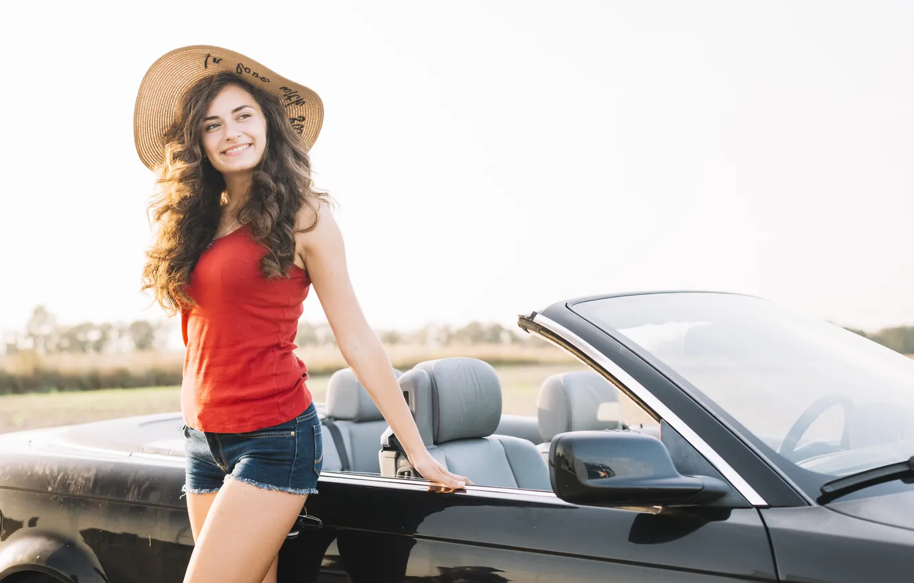 Photo wallpaper woman, pretty, Cabriolet