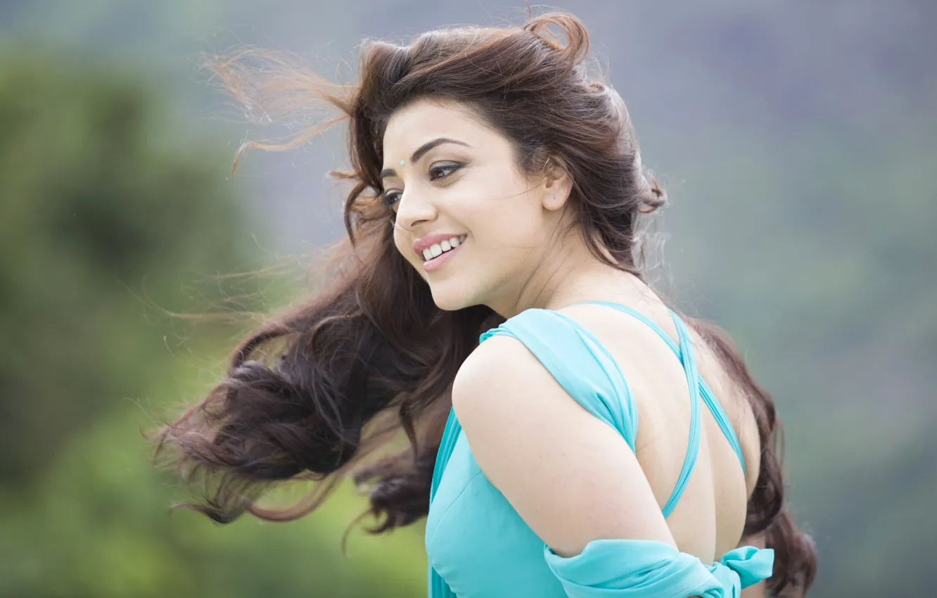 Photo wallpaper smile, India, actress, brunette, Kajal Agarwal, Kadzhaev Agarwal