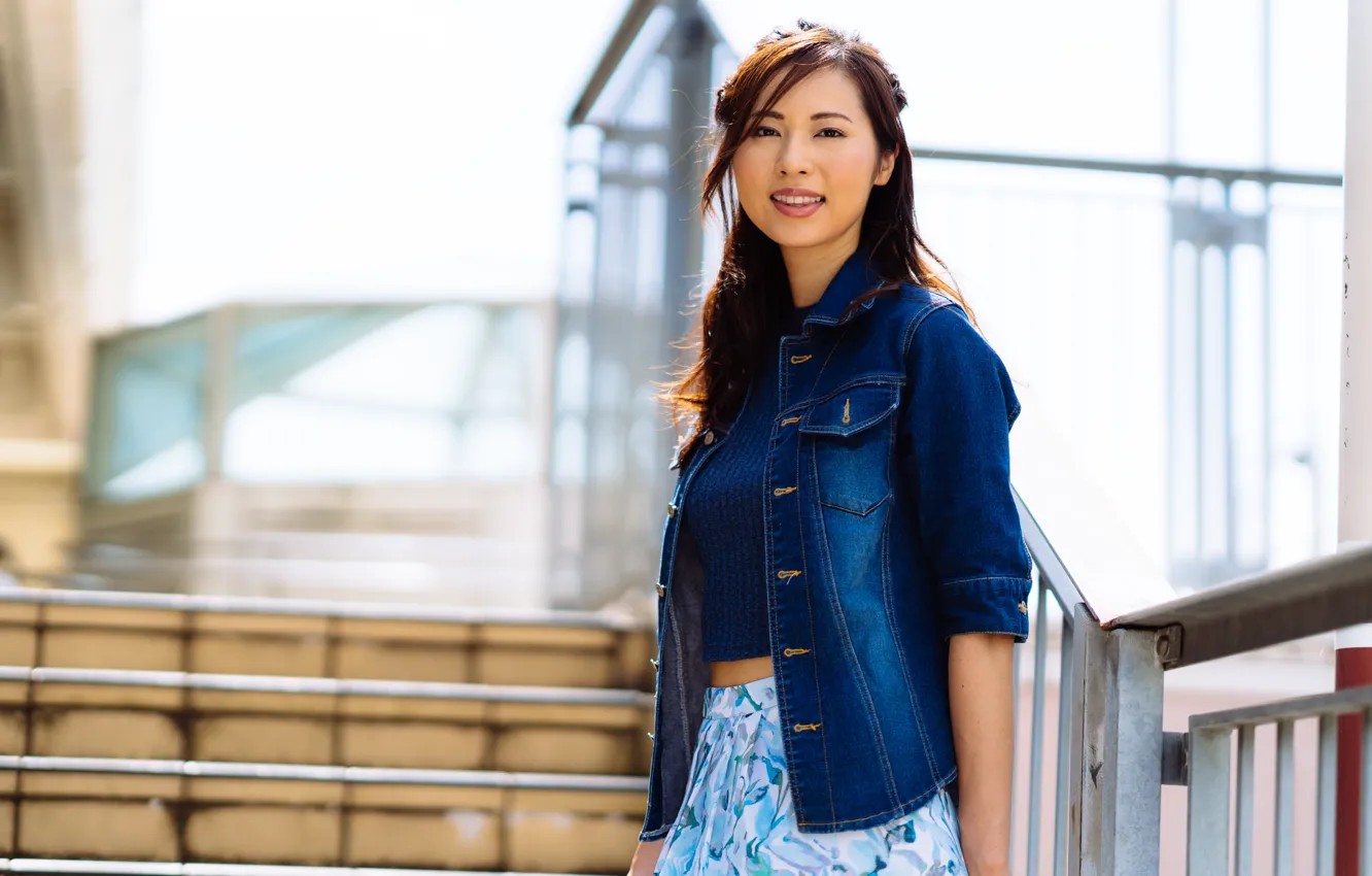 Photo wallpaper girl, blouse, long hair, beautiful, pretty, asian, attractive, handsome