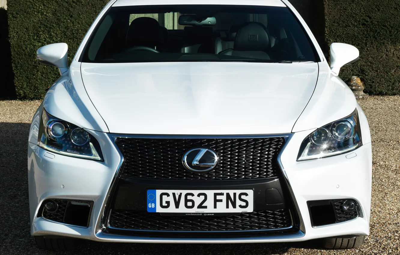 Photo wallpaper lights, logo, Lexus, The hood, car, the front, F-Sport, LS 460