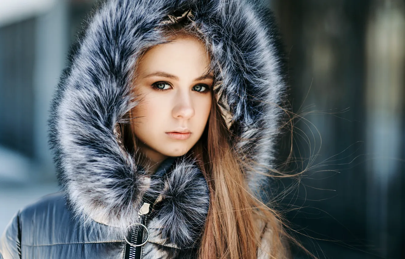 Photo wallpaper look, girl, face, hair