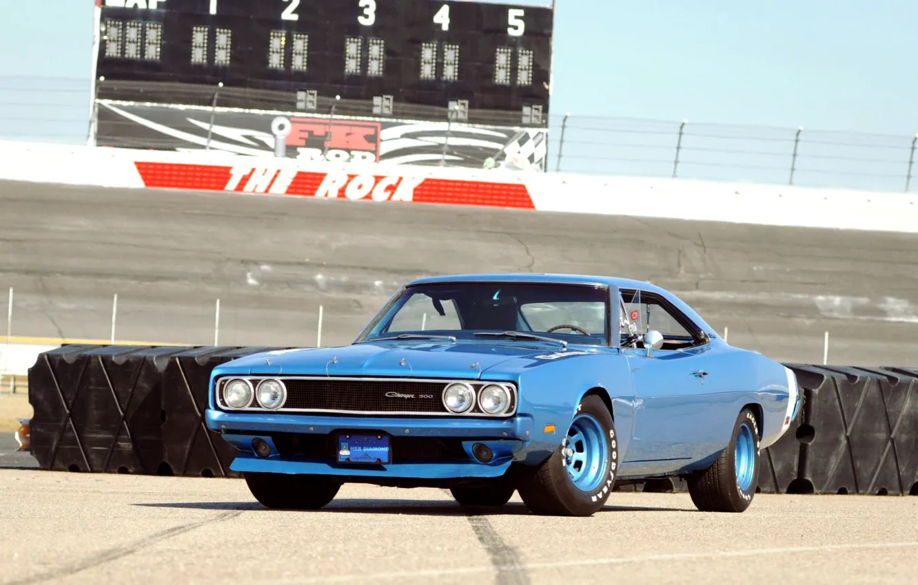 Photo wallpaper Race, Blue, Coupe, Muscle car, Vehicle, Dodge Charger 500