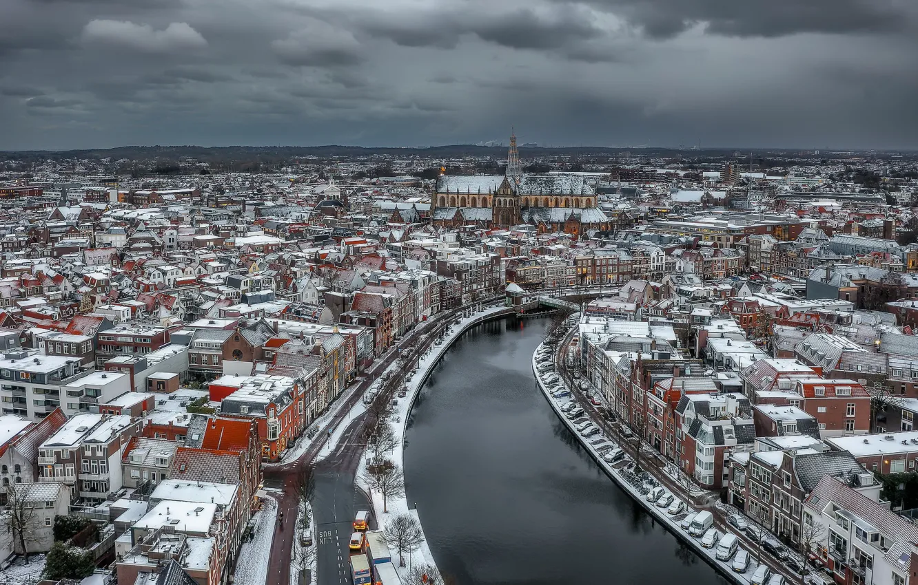 Photo wallpaper winter, the city, North Holland, Haarlem