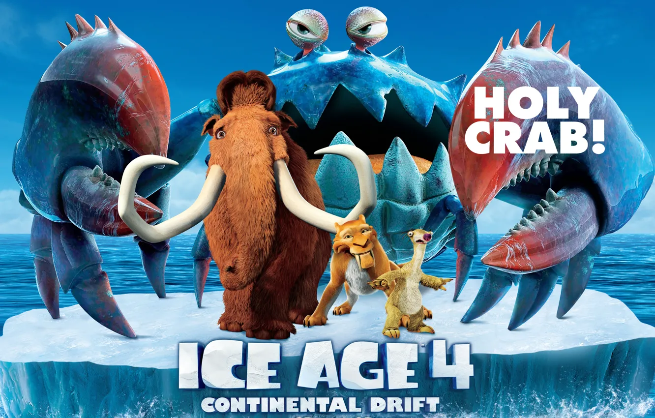 Photo wallpaper crab, iceberg, sloth, Diego, Pirates, mammoth, movie, animation