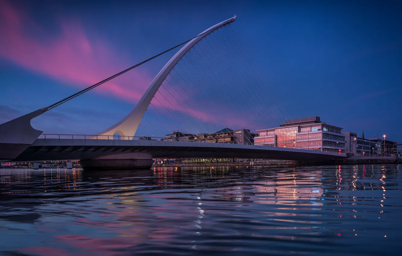 Photo wallpaper bridge, the evening, Ireland, Dublin, Samuel Beckett Bridge