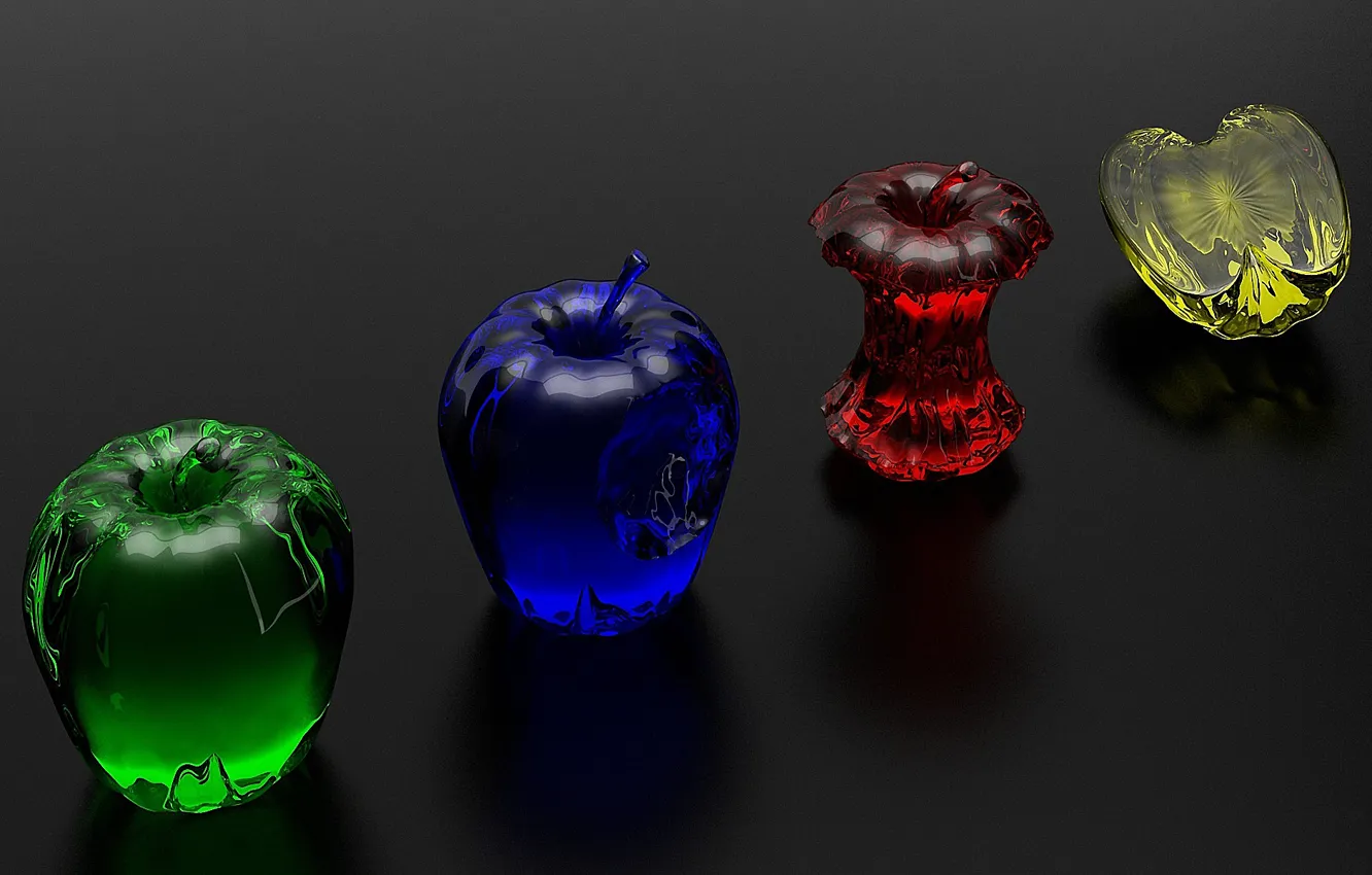 Photo wallpaper blue, yellow, red, green, apples