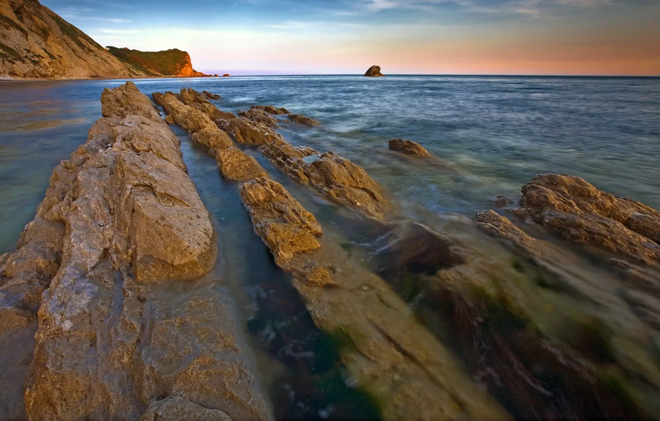 Photo wallpaper rocks, Dorset, Lulworth, Man-o-war, shoreline