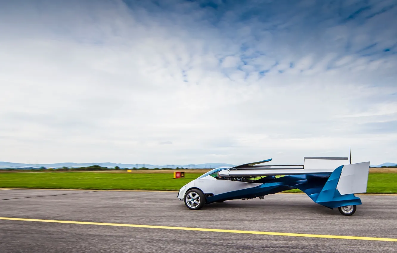 Photo wallpaper the concept, car, the airfield, new, flying, AeroMobil 3.0