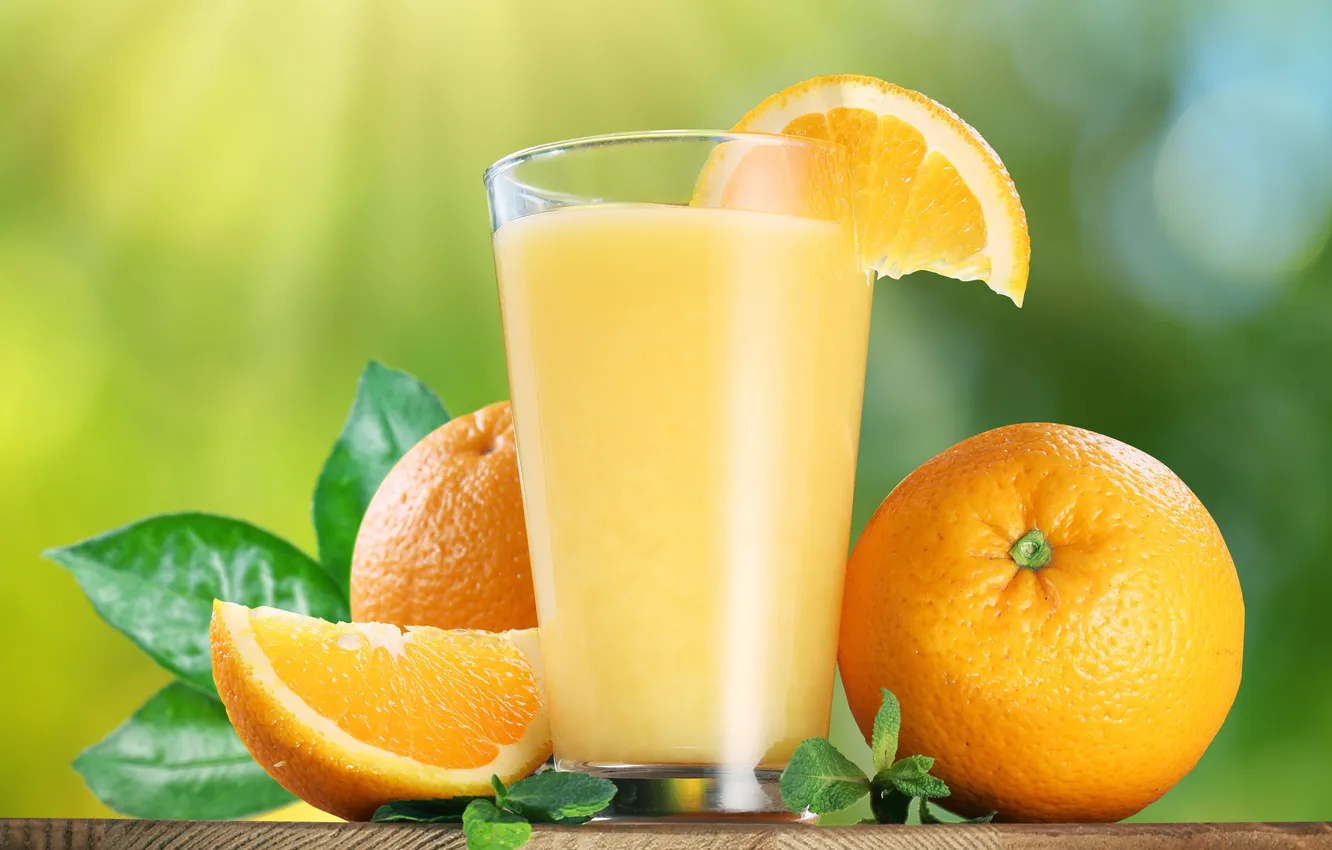 Photo wallpaper oranges, mint, orange, orange juice, orange juice, mint