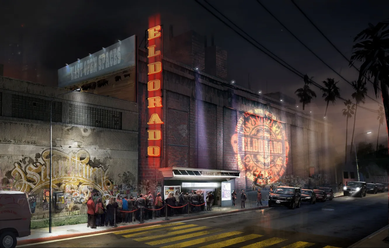 Photo wallpaper road, machine, night, people, club, cartel, Call Of Juarez