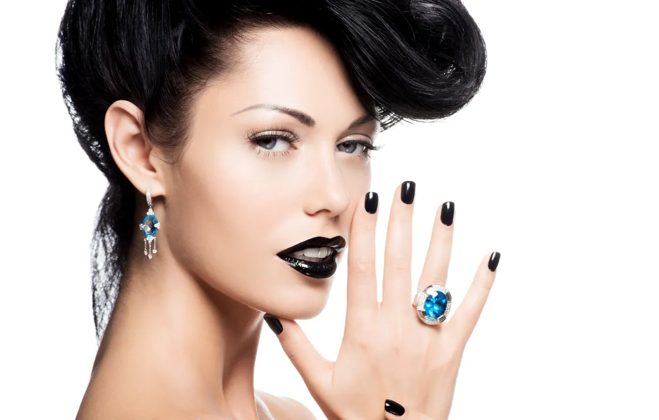 Photo wallpaper girl, decoration, model, hair, makeup, ring, hairstyle, lips