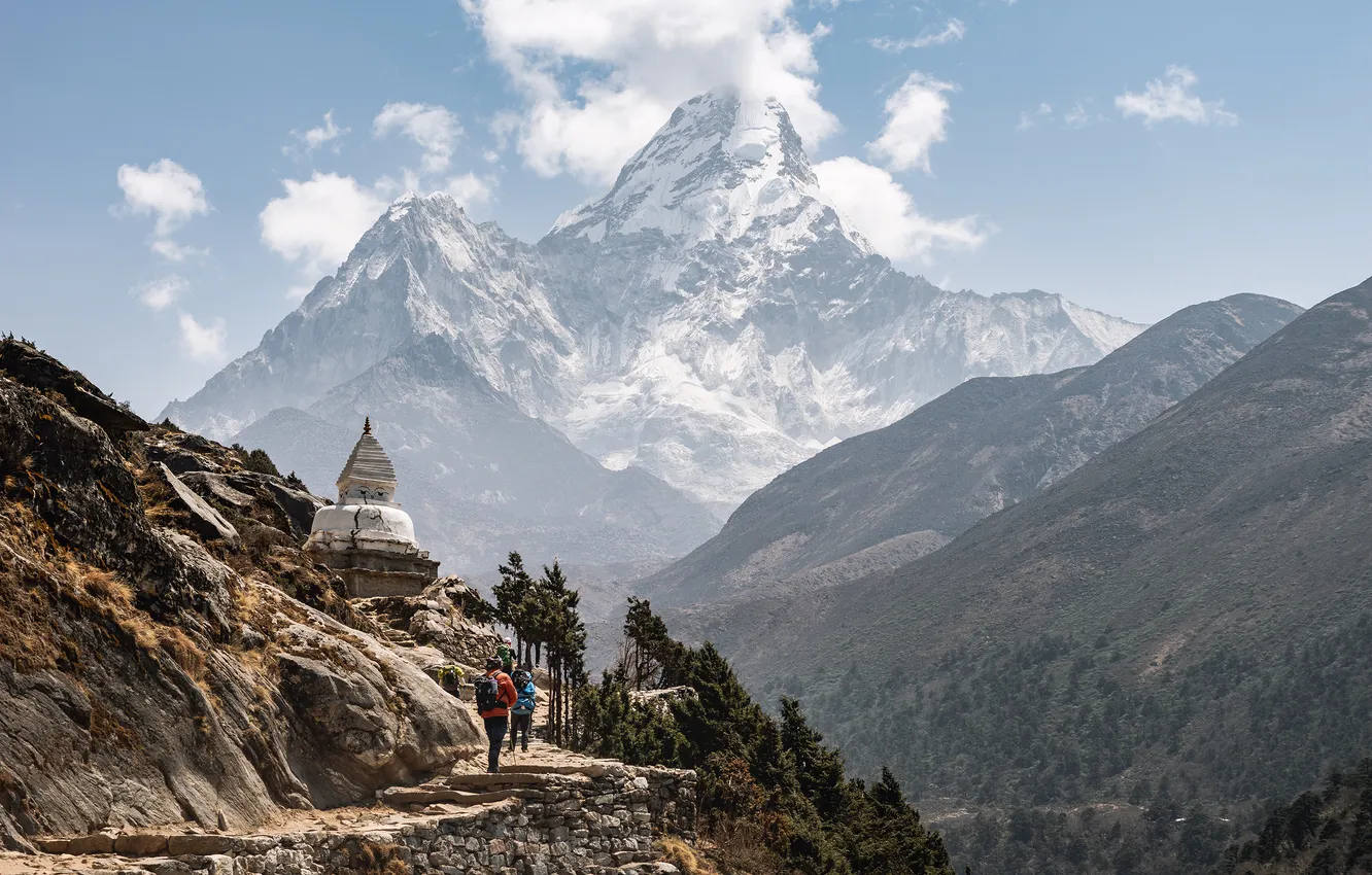 Photo wallpaper mountains, Himalayas, construction, Eastern