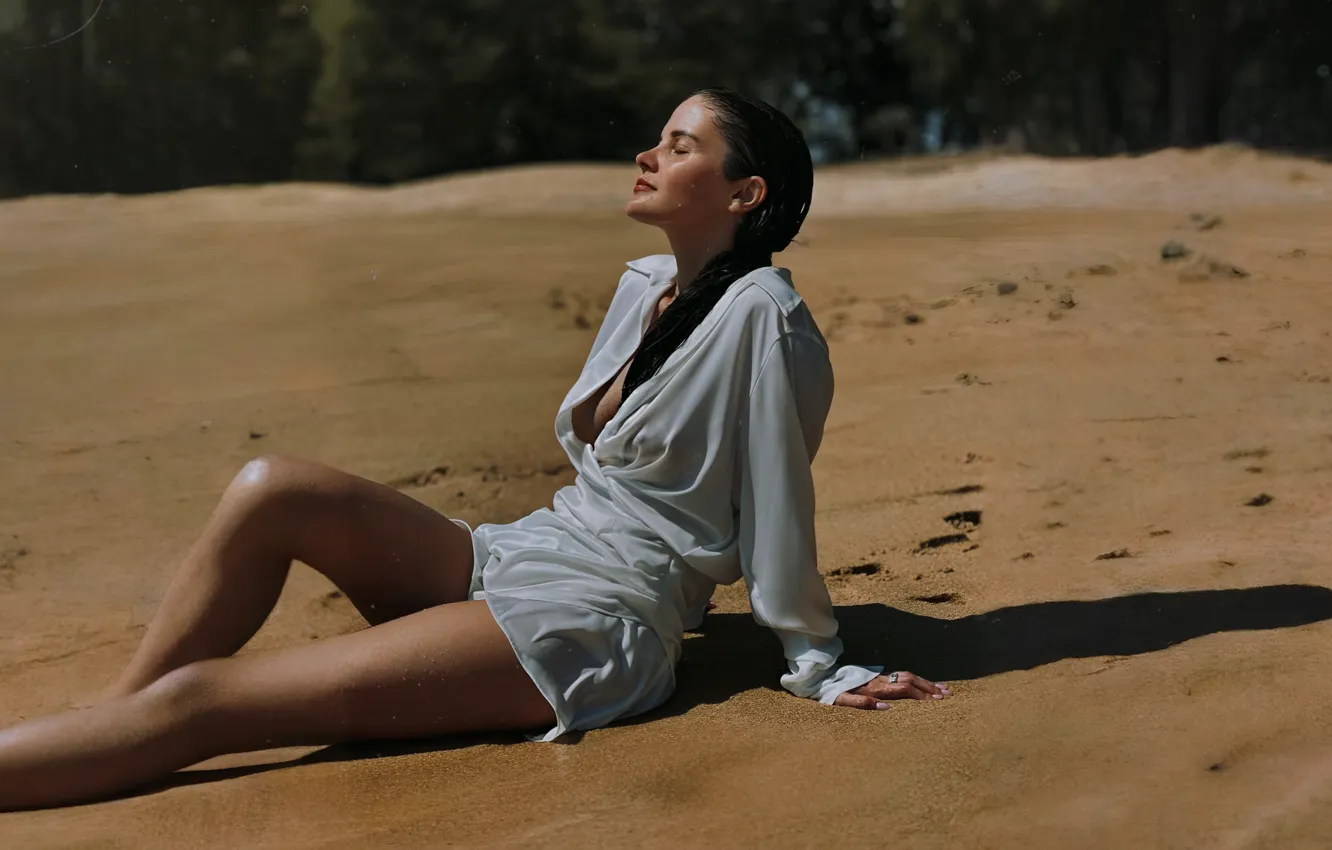 Photo wallpaper girl, summer, Thailand, holidays, wet, beach, legs, photography