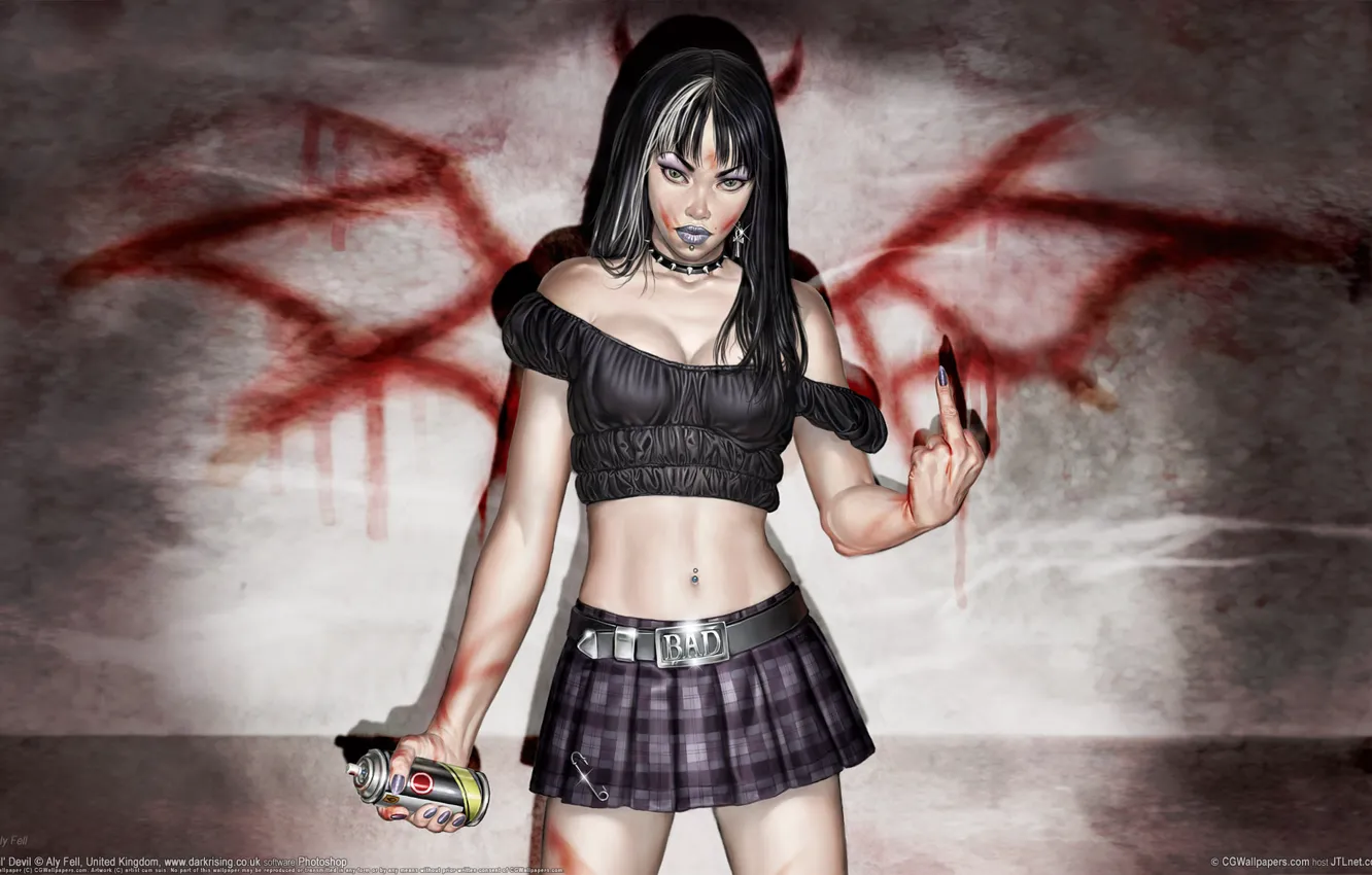 Photo wallpaper paint, graffiti, FAK, the demon, spray