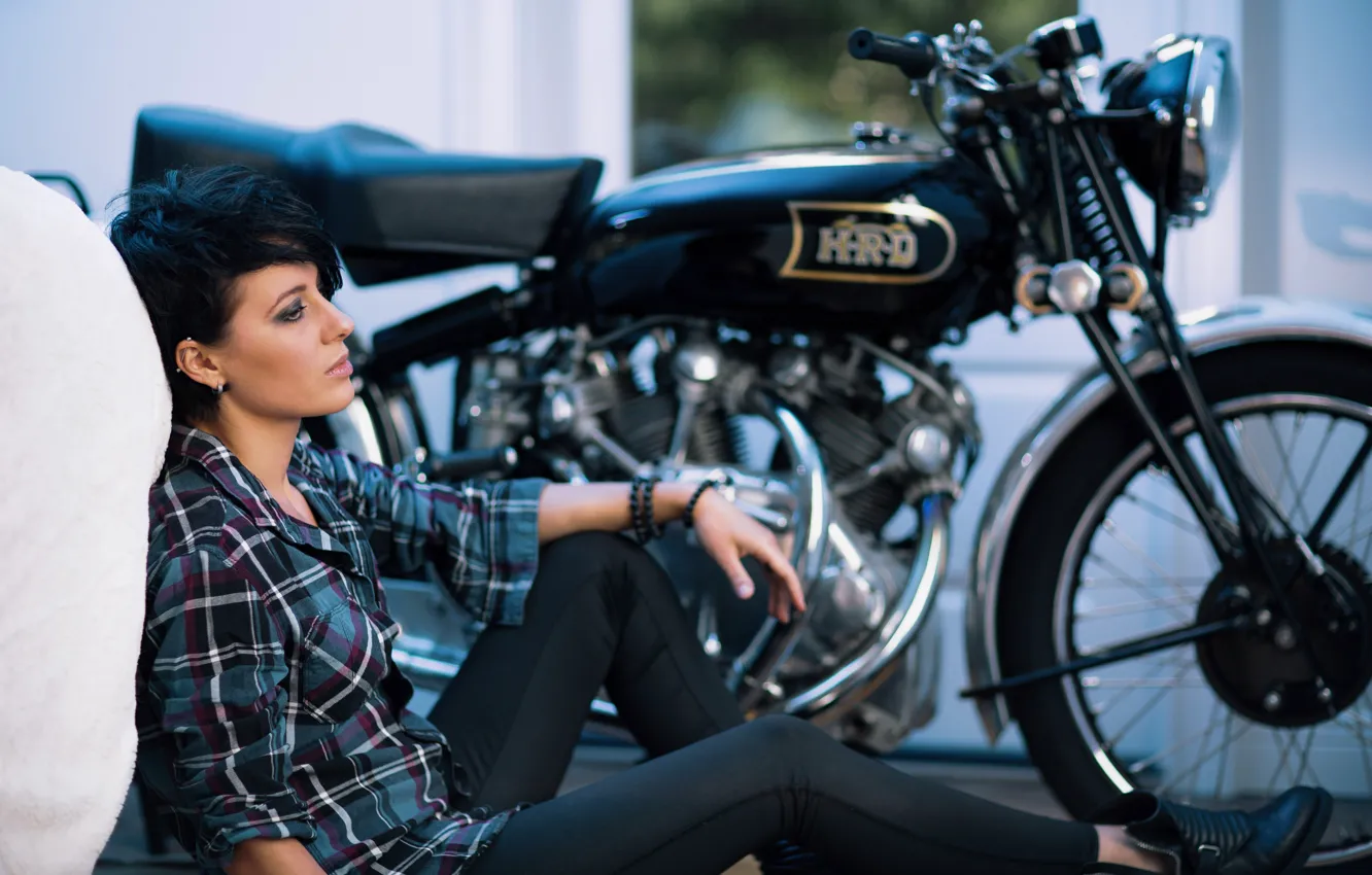 Photo wallpaper girl, pose, motorcycle, Sergei Goncharov, Shakti Devi