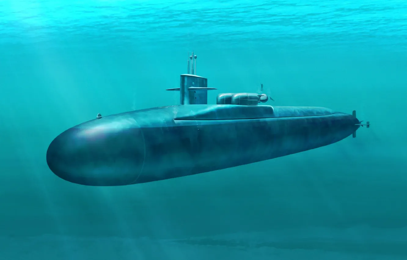Photo wallpaper war, art, painting, submarine, USS FLORIDA SSGN 728