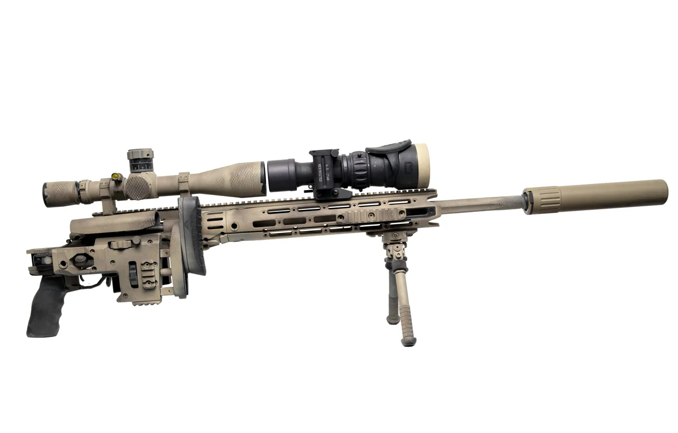 Photo wallpaper optics, muffler, sniper rifle