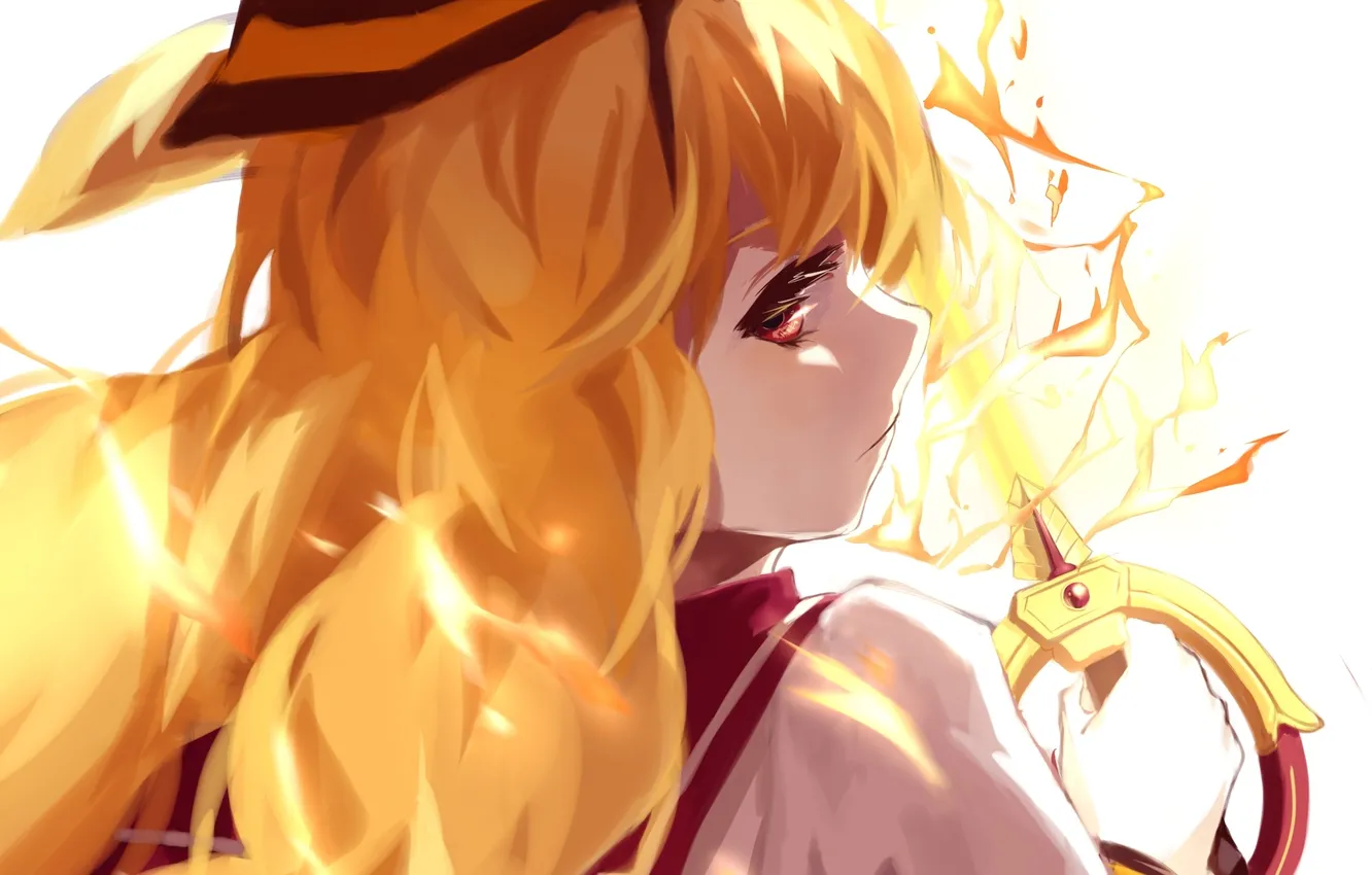 Photo wallpaper girl, weapons, sword, anime, art, profile, bow, lama-pacos