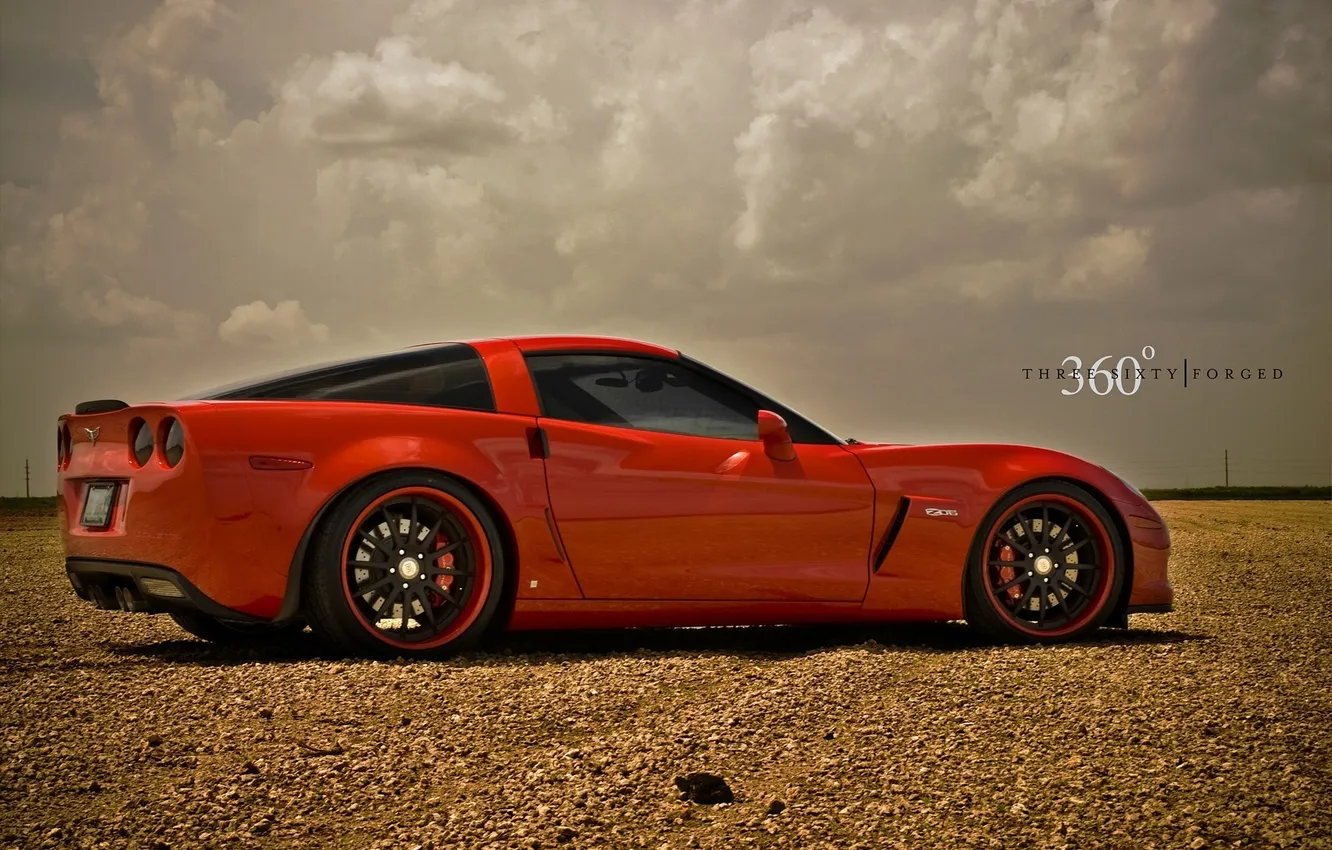 Photo wallpaper red, Z06, Corvette, Chevrolet, red, Chevrolet, Corvette, 360 three sixty forged