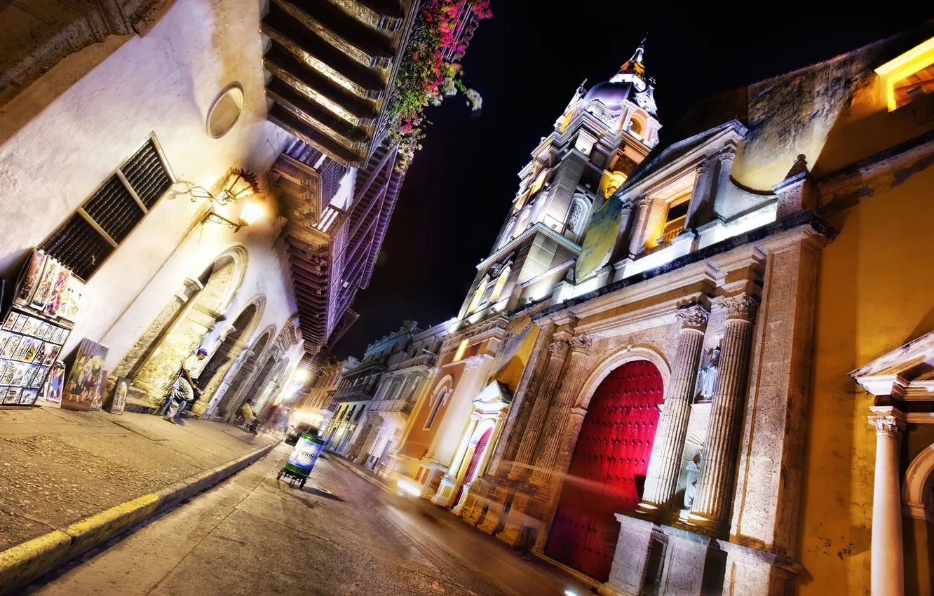Photo wallpaper night, night, Colombia, Colombia, Cartagena, Cartagena