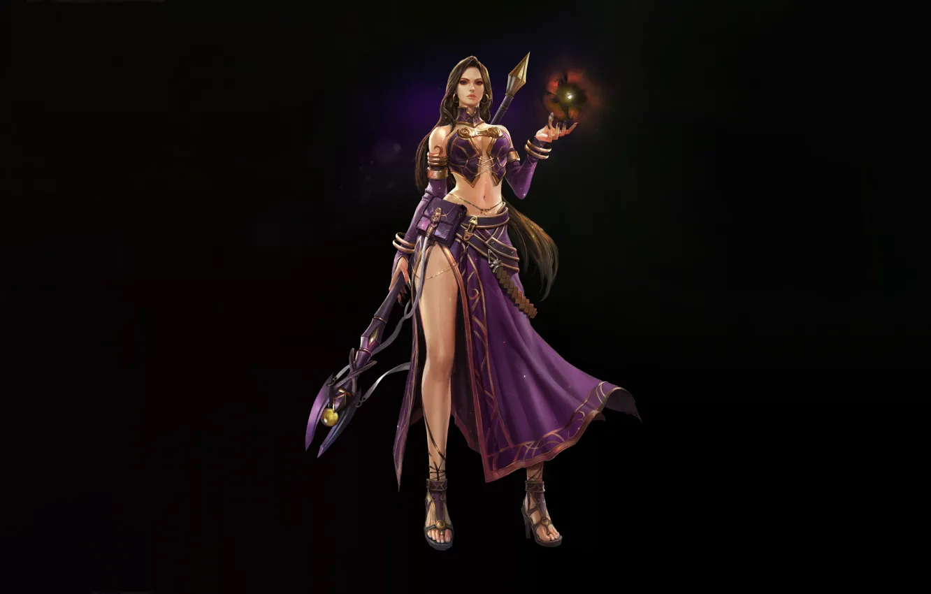 Photo wallpaper girl, fiction, minimalism, art, MAG, staff, girl, fantasy